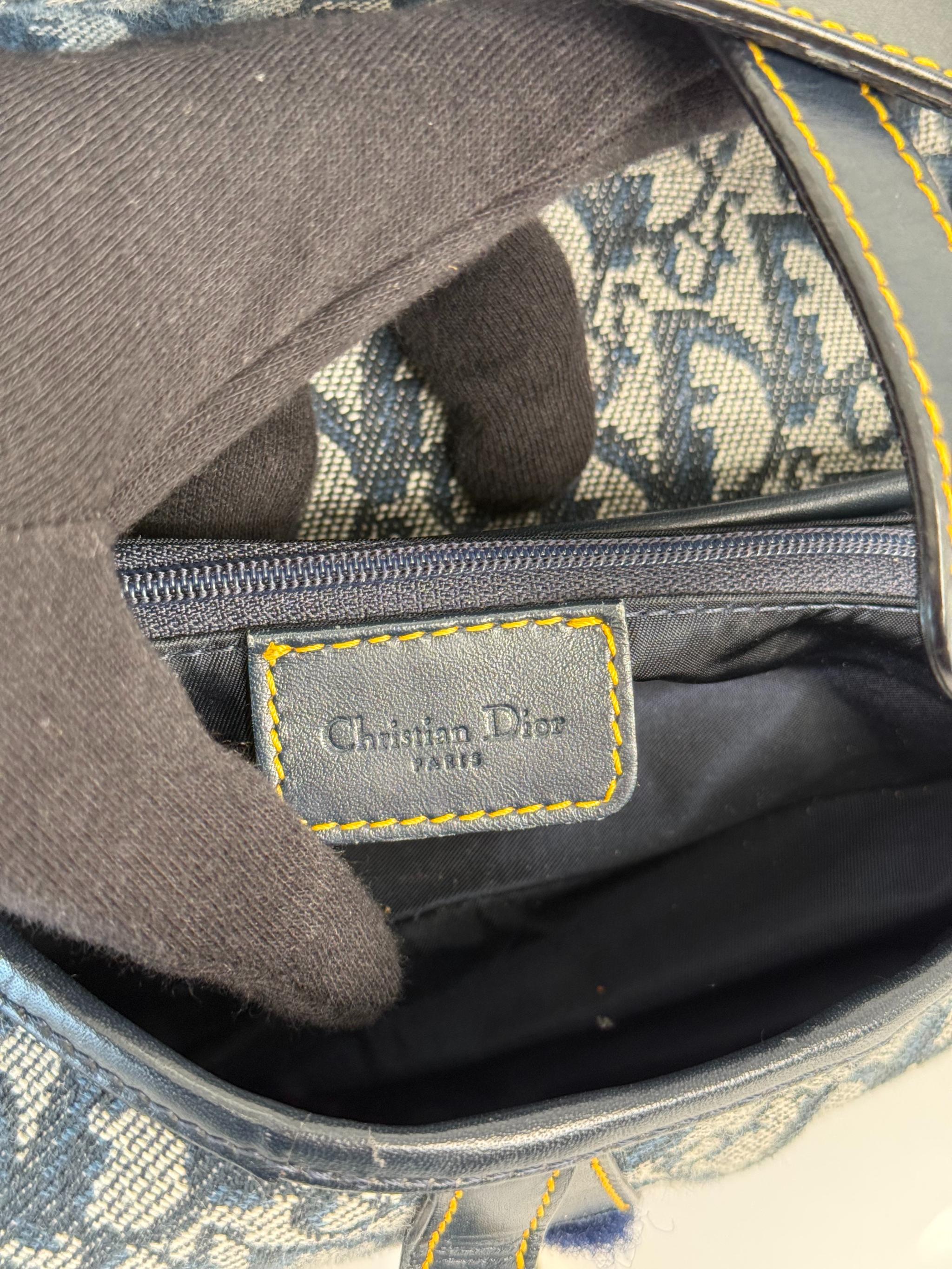 Christian Dior Vintage Saddle Blue Trotter Oblique