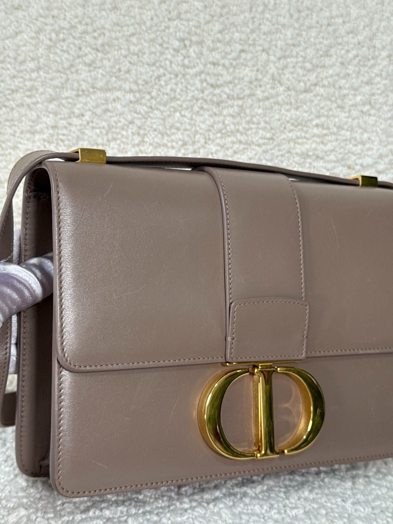 Christian Dior 30 Montaigne Beige Smooth Calfskin Leather Bag