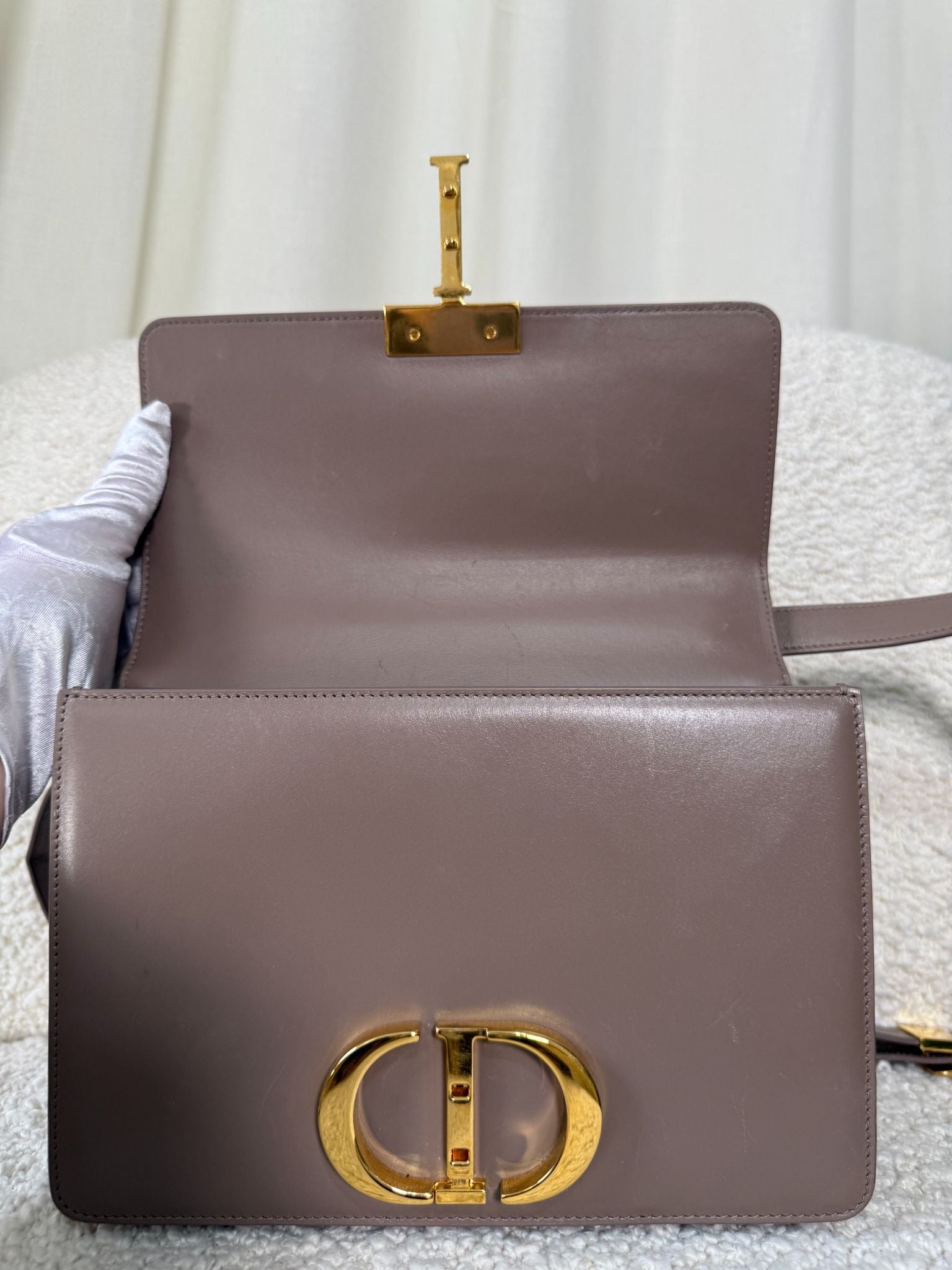 Christian Dior 30 Montaigne Beige Smooth Calfskin Leather Bag