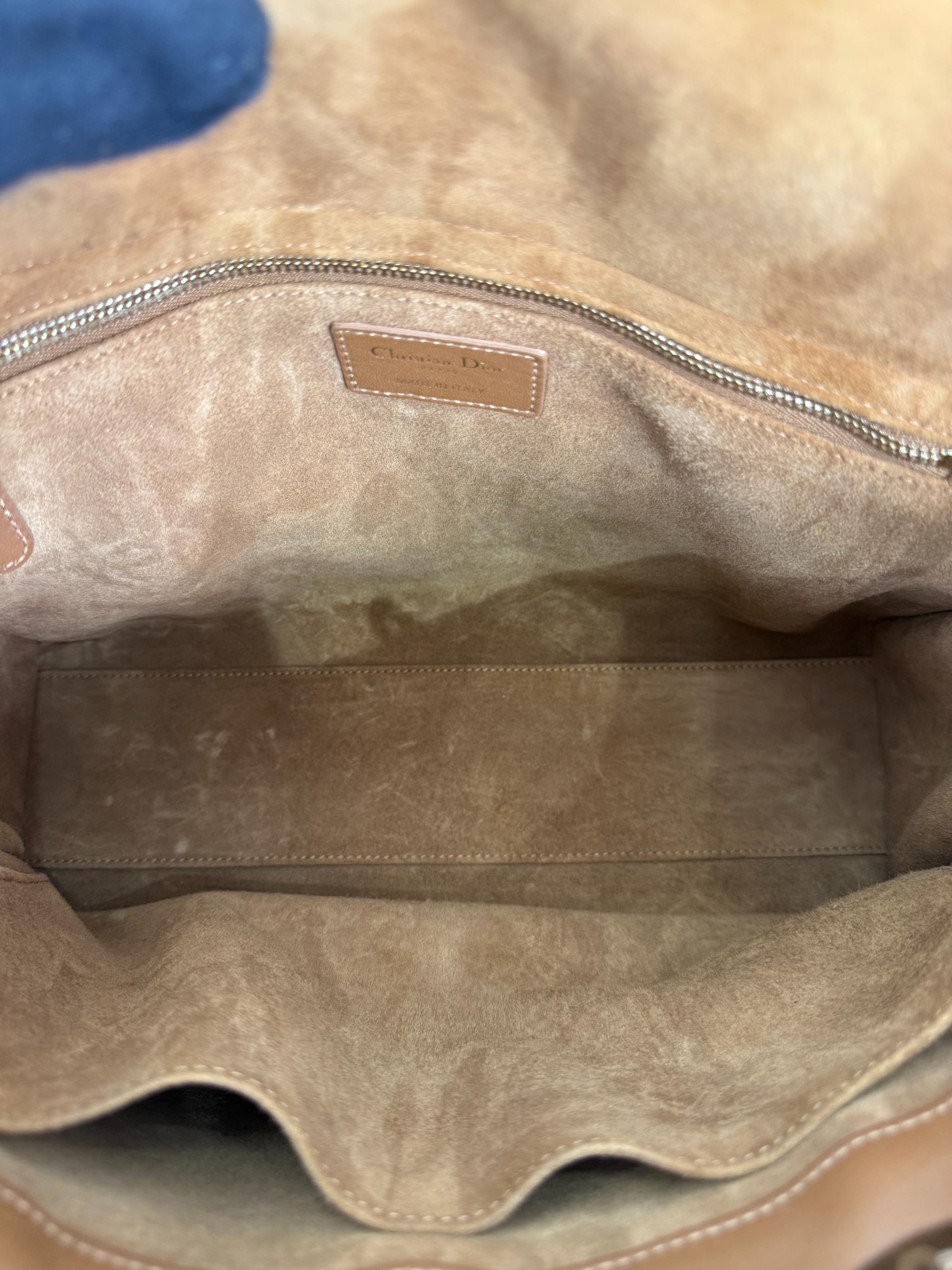 Christian Dior Large Tan Lady Dior Lambskin Cannage