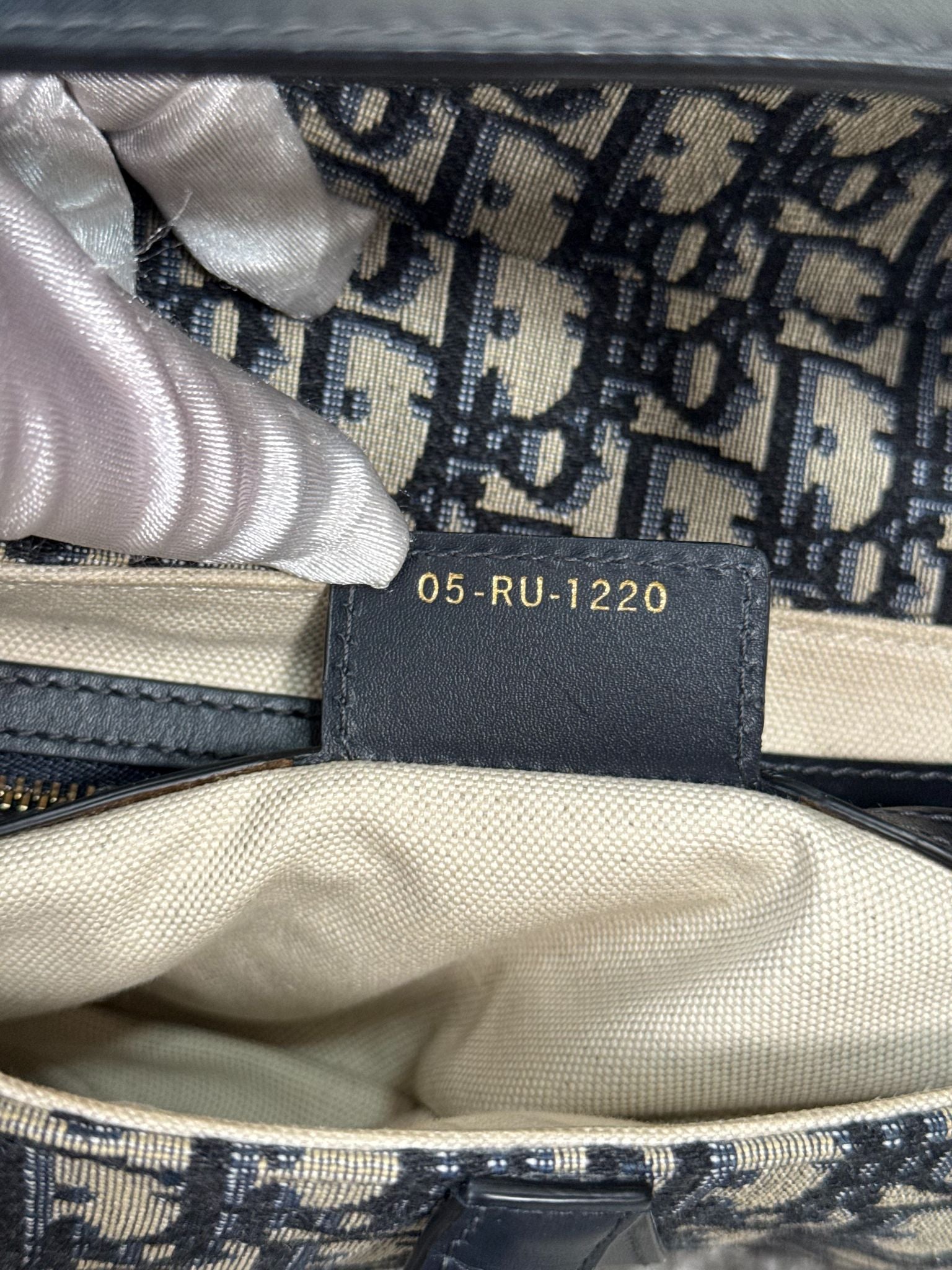 Christian Dior Saddle Bag Blue Dior Oblique Embroidery with Strap