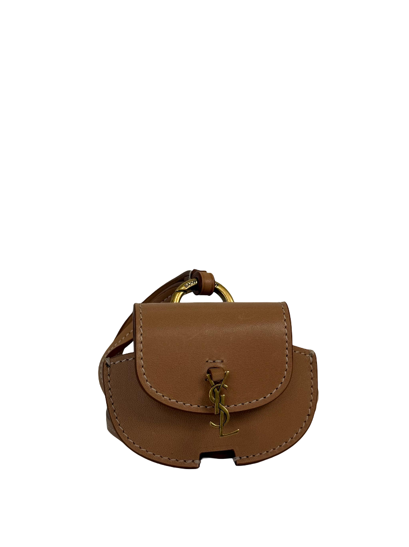 Saint Laurent Kaia AirPods Light Brown Leather