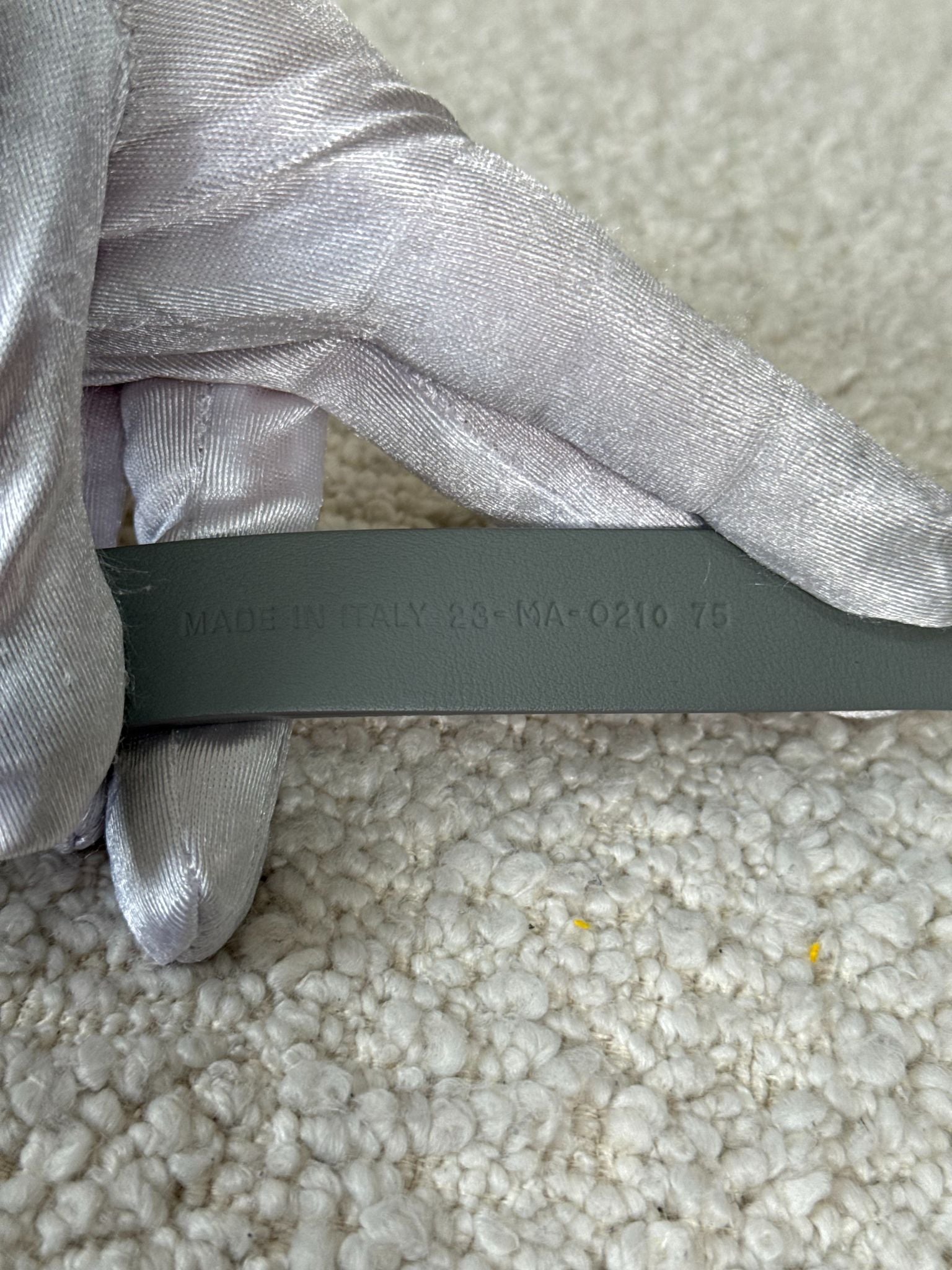 Dior Grey Matte Leather Saddle Slim Belt 75 cm