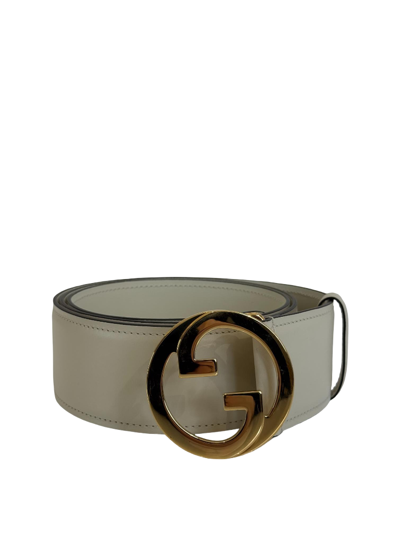 Gucci GG Blondie White Calfskin Leather Belt