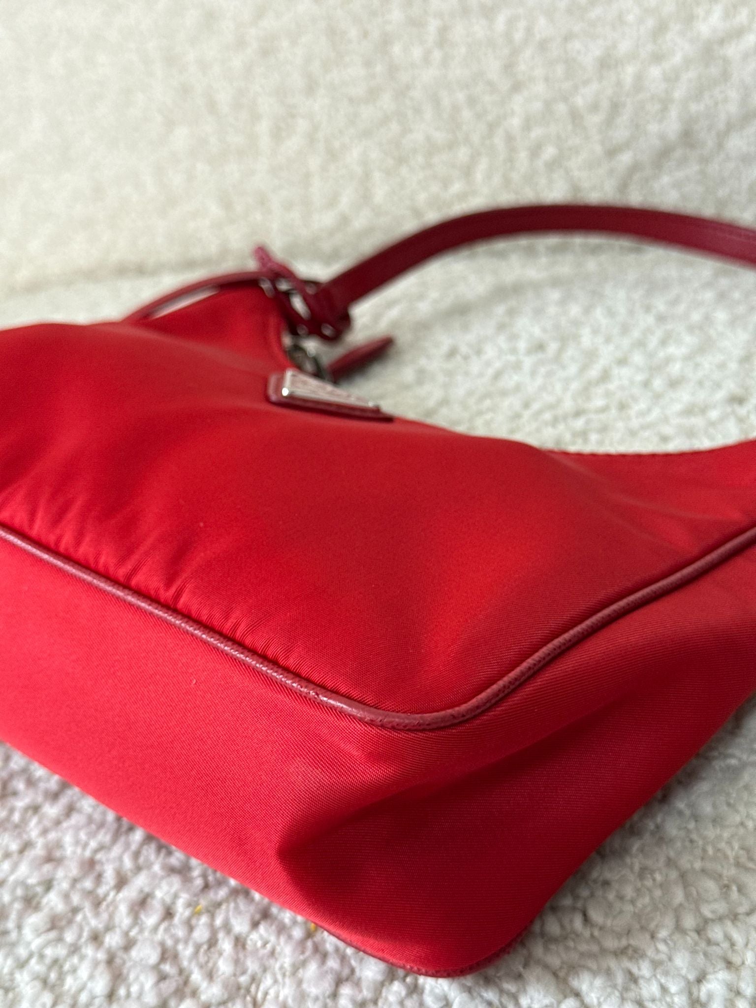 Prada Re-Edition 2005 in Red Re-Nylon and Saffiano Leather Trim Pochette