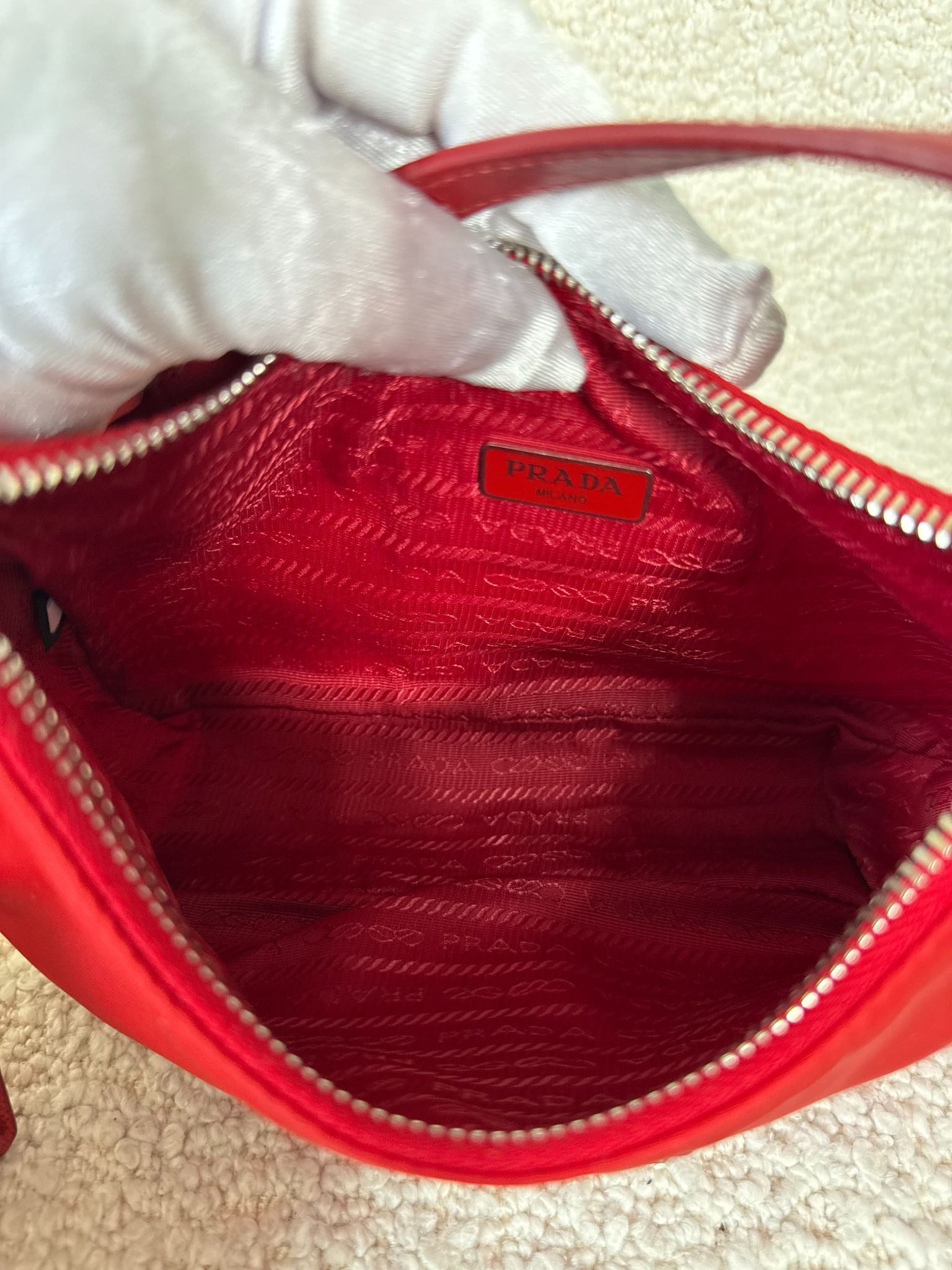 Prada Re-Edition 2005 in Red Re-Nylon and Saffiano Leather Trim Pochette