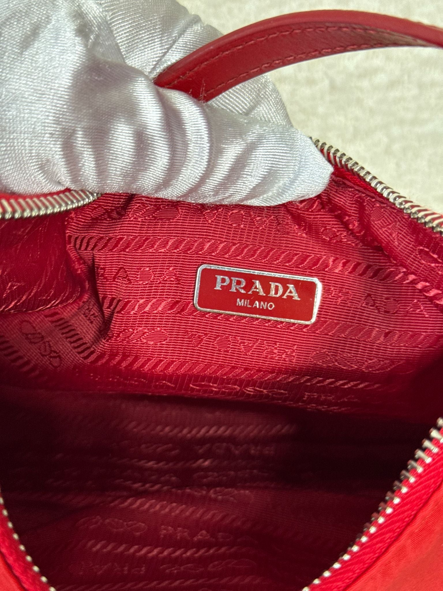Prada Re-Edition 2005 in Red Re-Nylon and Saffiano Leather Trim Pochette