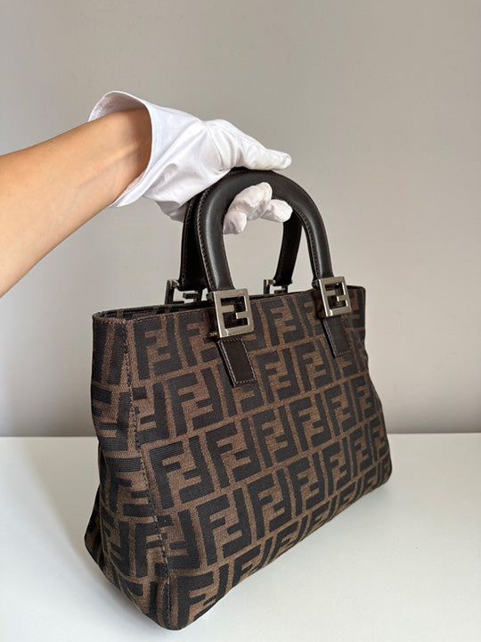 Fendi FF Zucca Canvas Small Top Handle Tote