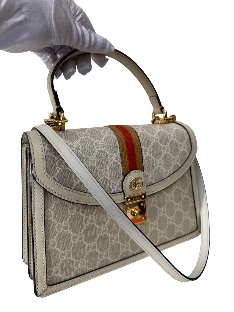 Gucci GG Supreme Monogram Small Ophidia Top Handle Bag