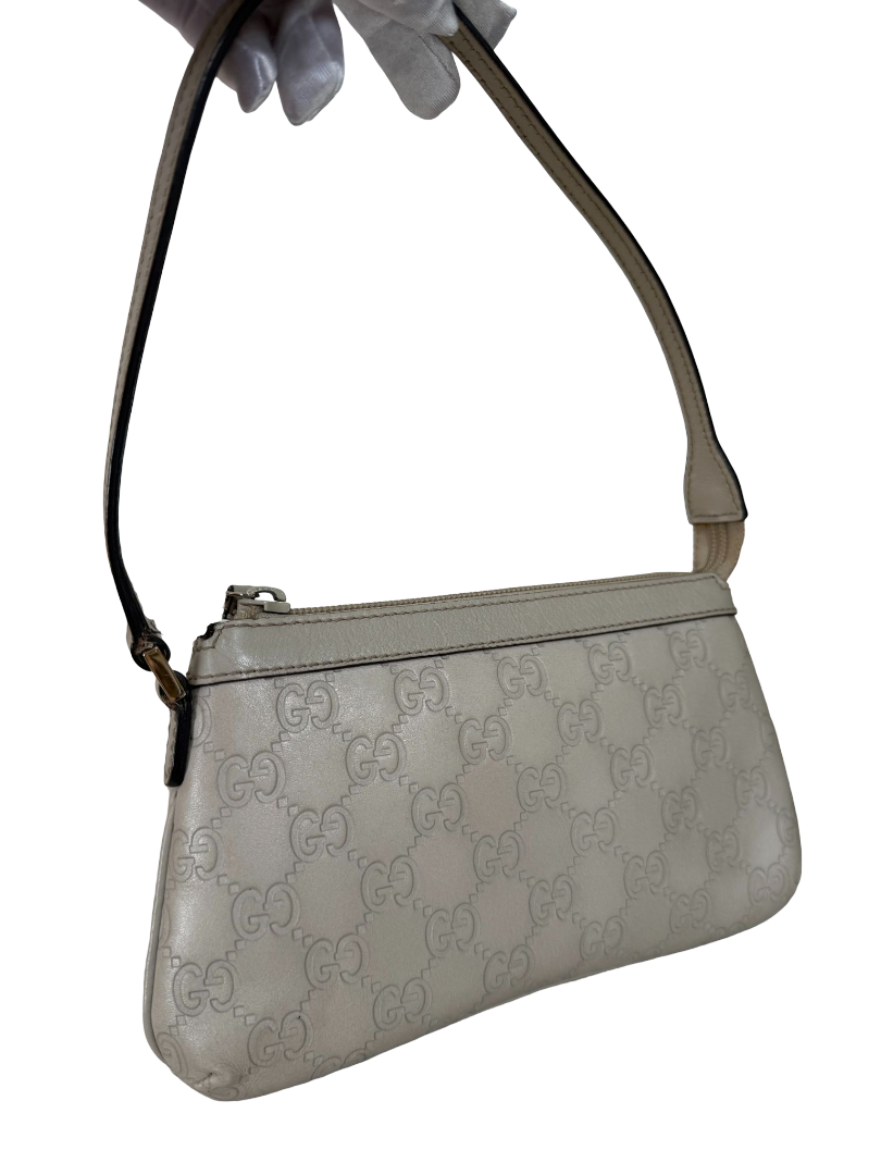 Gucci Guccissima Leather Pochette Ivory