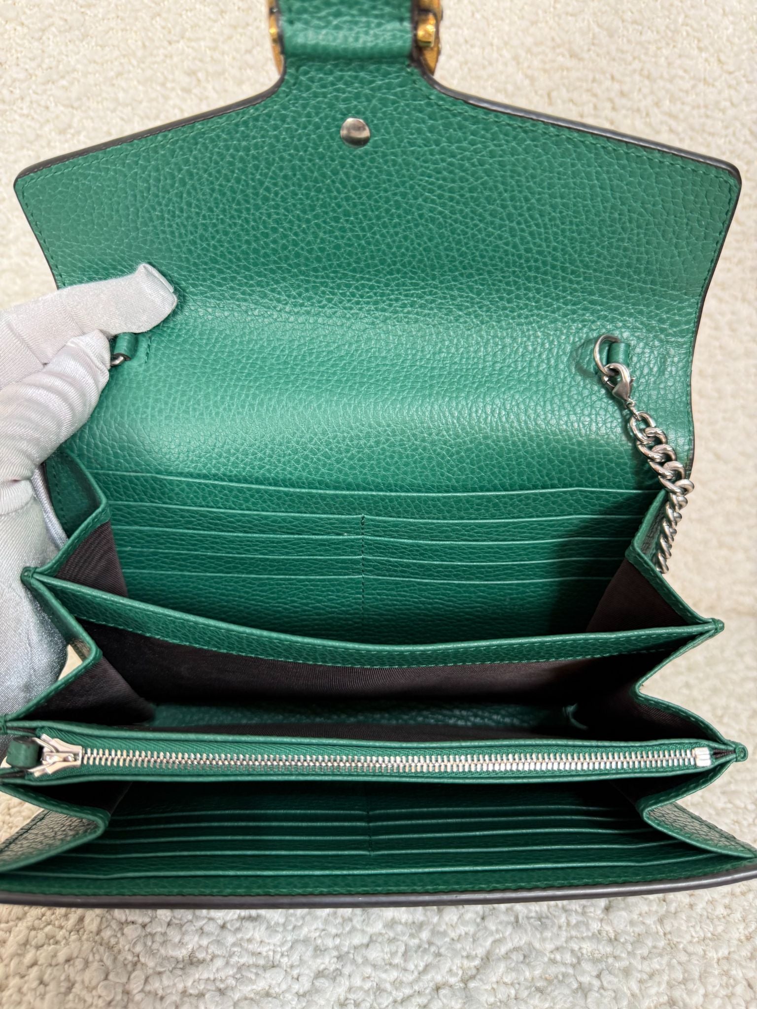 Gucci Green Leather Dionysus Chain Bag