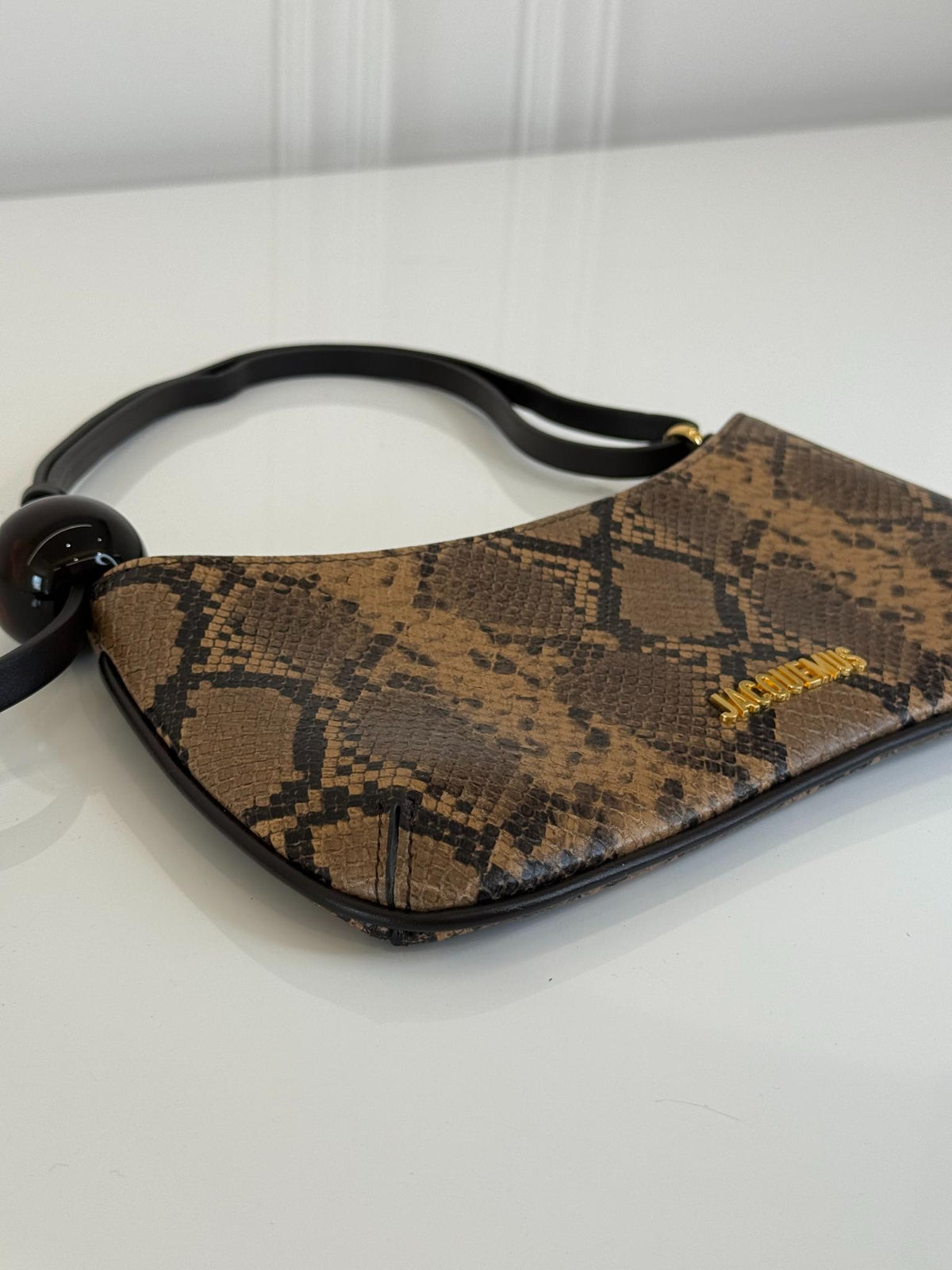 Jacquemus Le Bisou Perle Python Embossed Leather Shoulder Bag