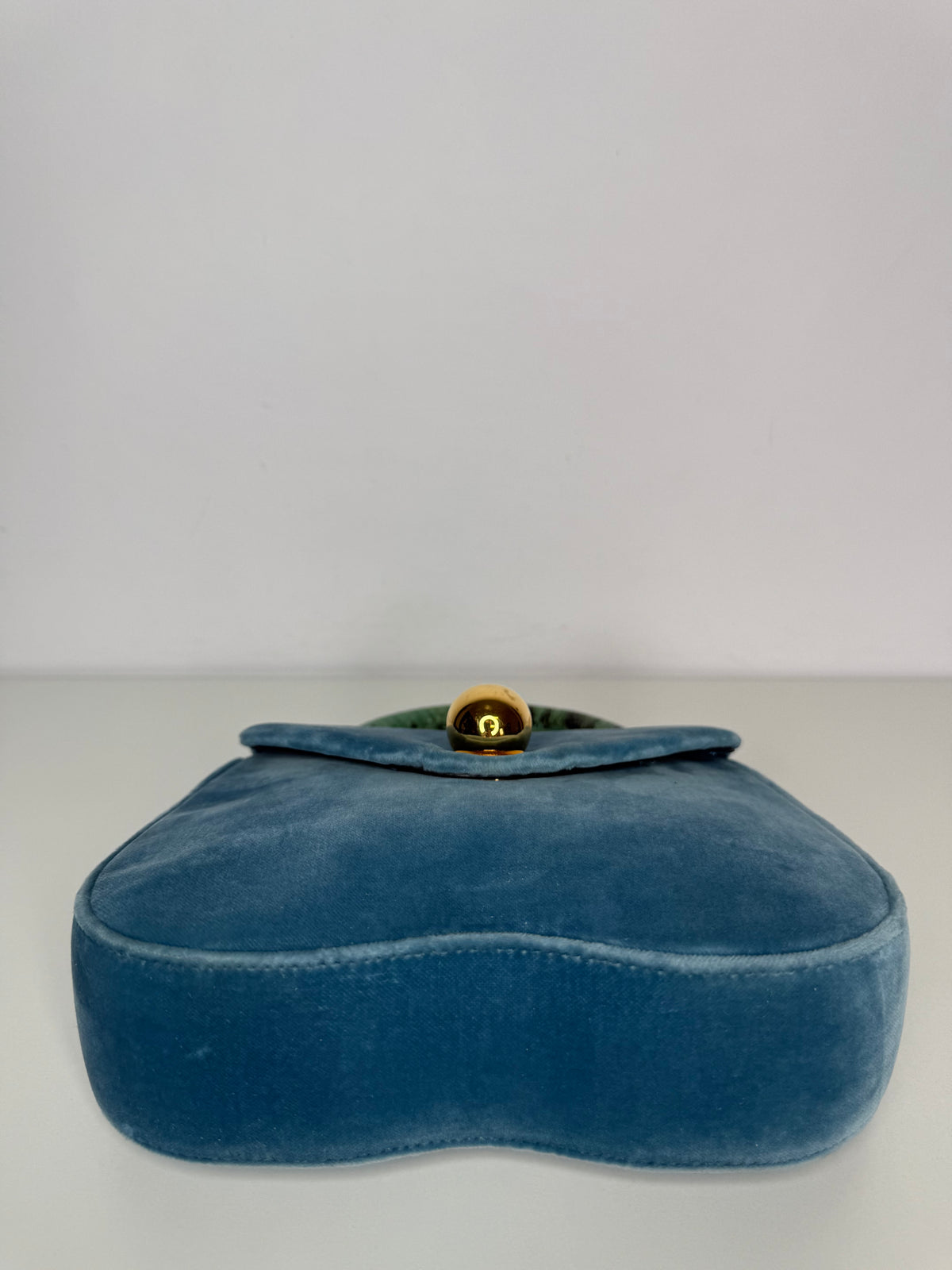 Miu Miu Blue Velvet Lizard Top Handle Bag