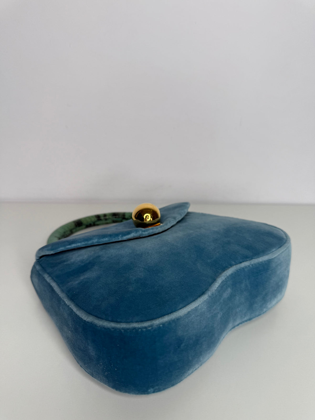 Miu Miu Blue Velvet Lizard Top Handle Bag