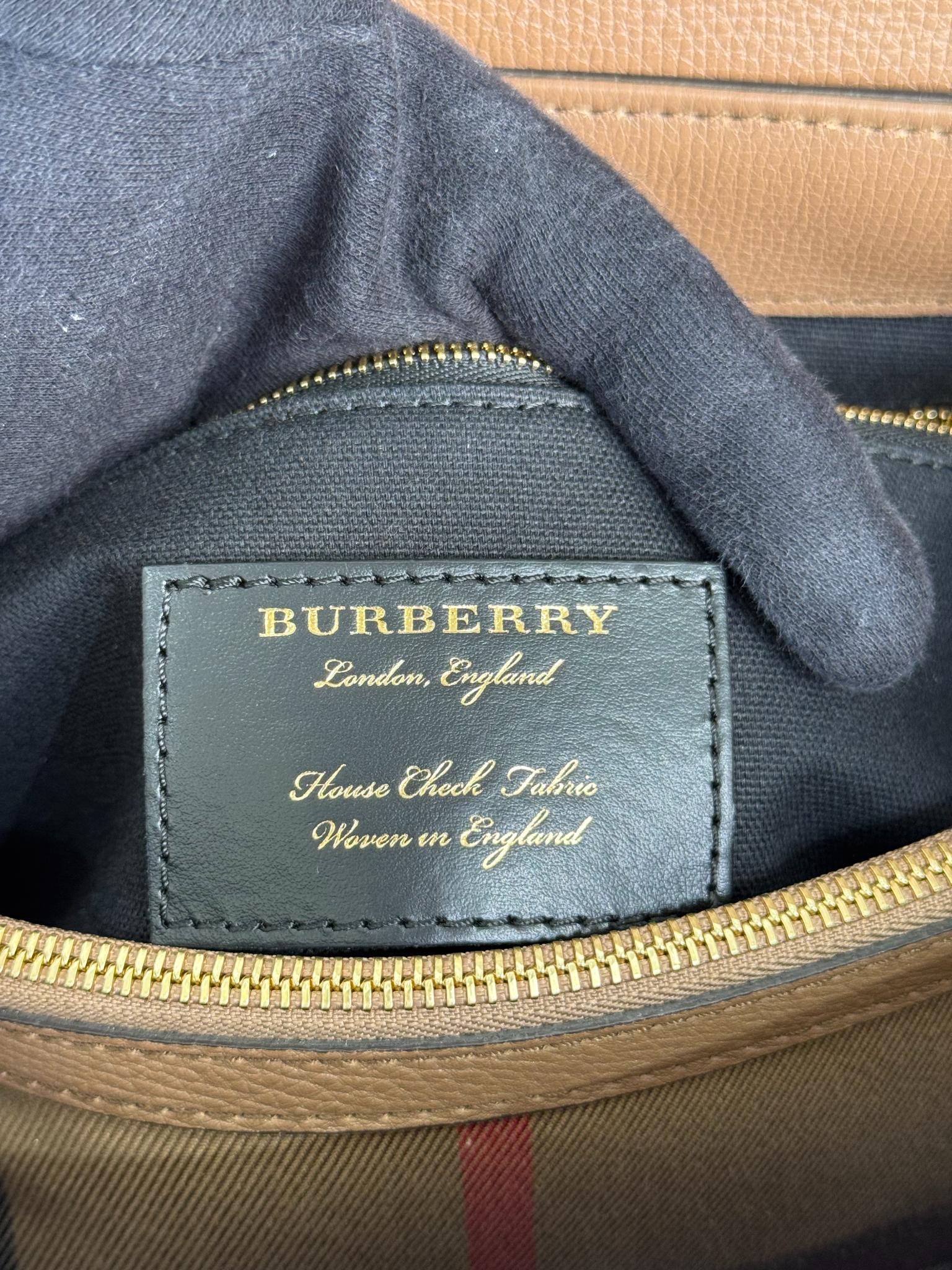 Burberry Brown Derby Leather House Check Camberley Satchel Bag