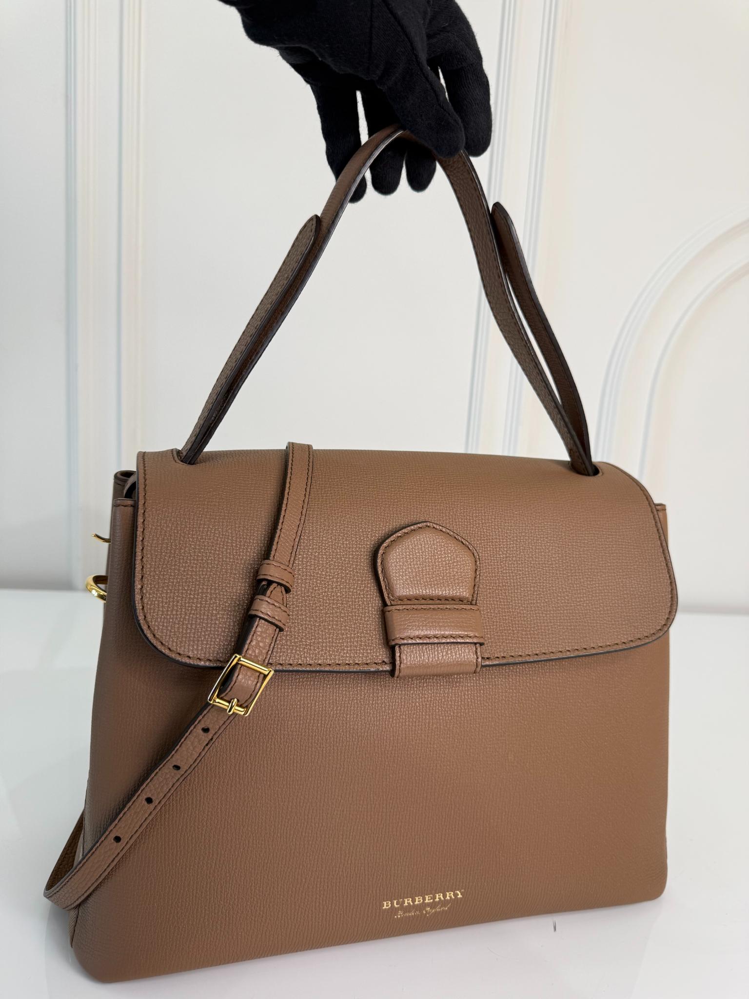 Burberry Brown Derby Leather House Check Camberley Satchel Bag