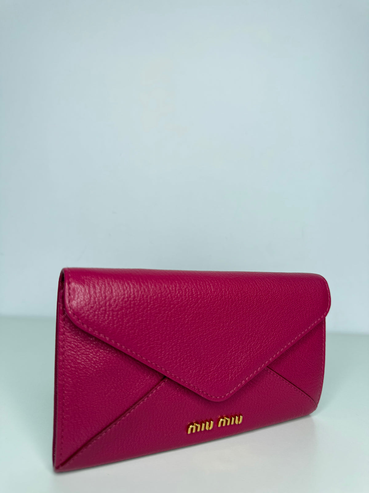Miu Miu Fuchsia Leather Envelope Wallet
