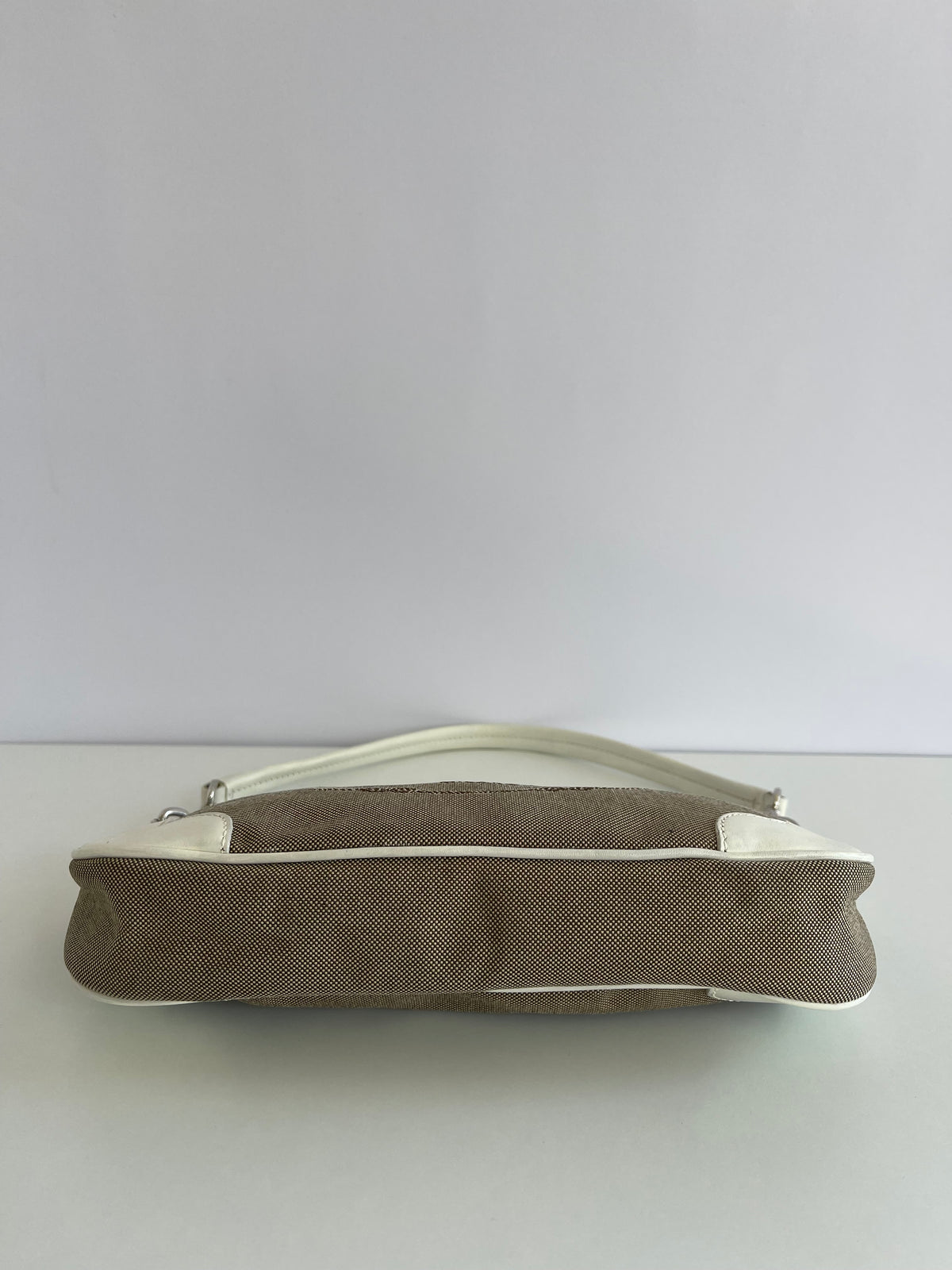 Prada Jacquard Logo White Leather Pochette