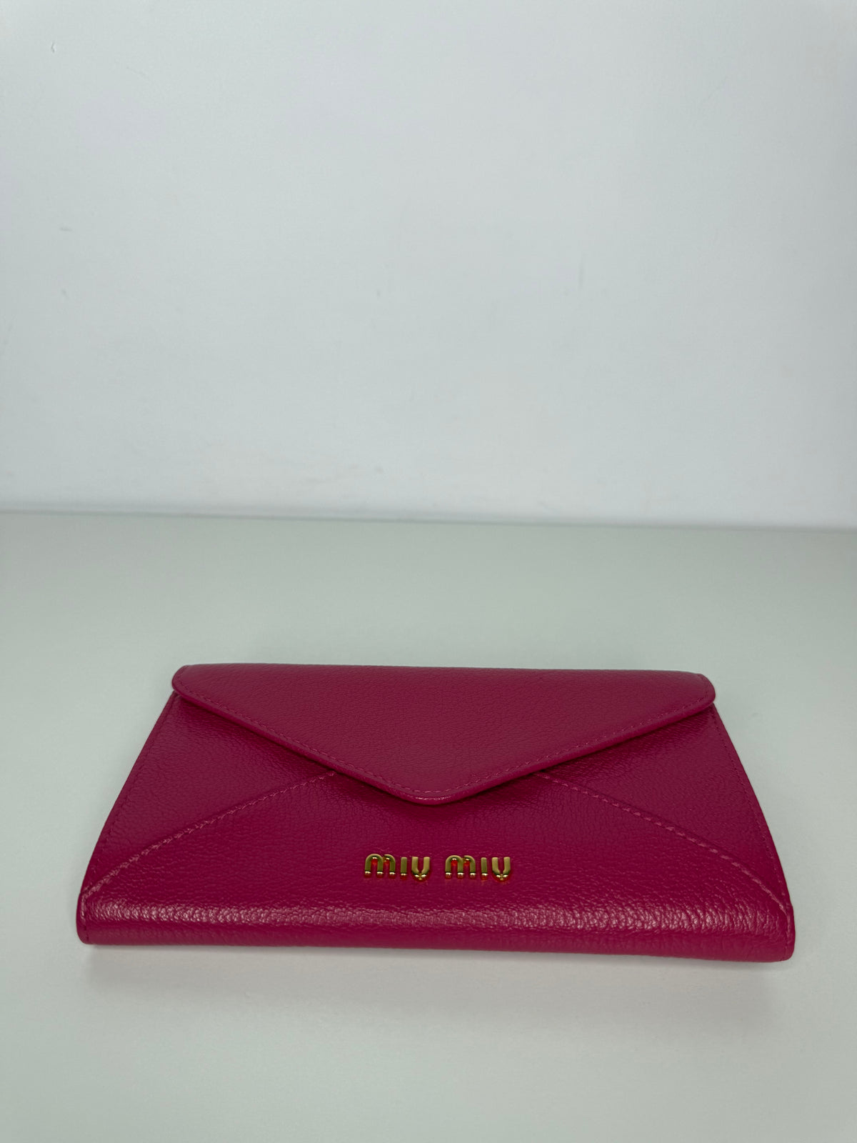 Miu Miu Fuchsia Leather Envelope Wallet