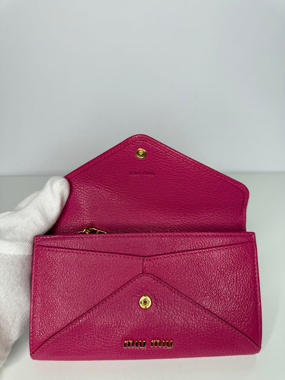 Miu Miu Fuchsia Leather Envelope Wallet