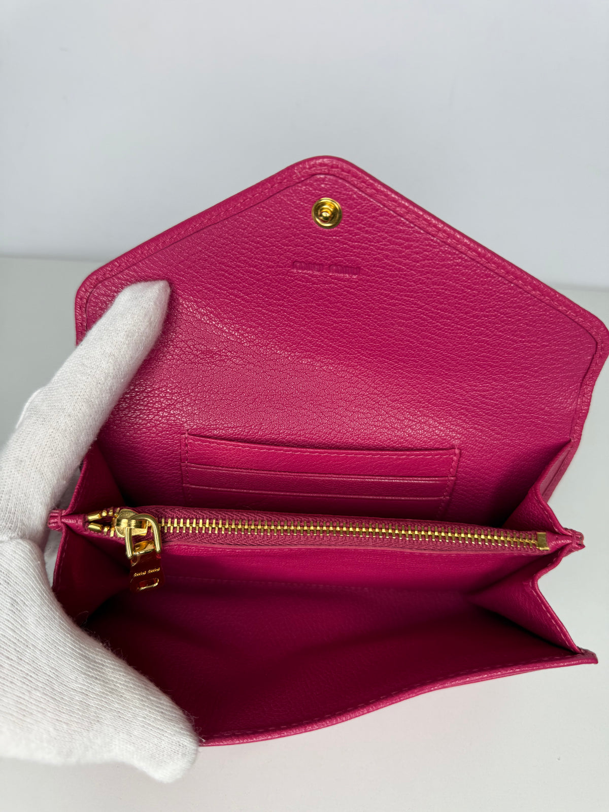 Miu Miu Fuchsia Leather Envelope Wallet