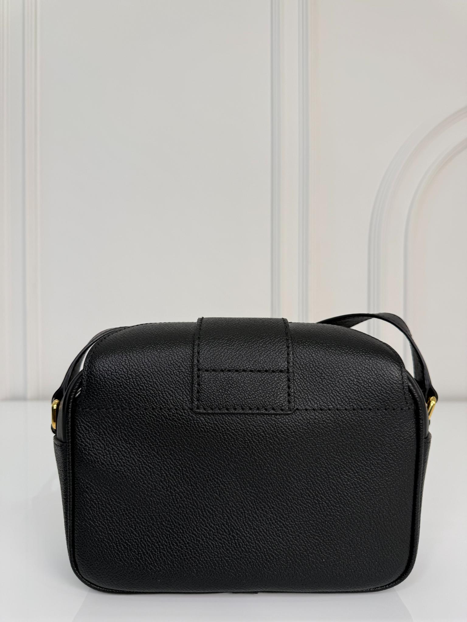 Burberry Black Grained Leather Small Buckle Crossbody Bag