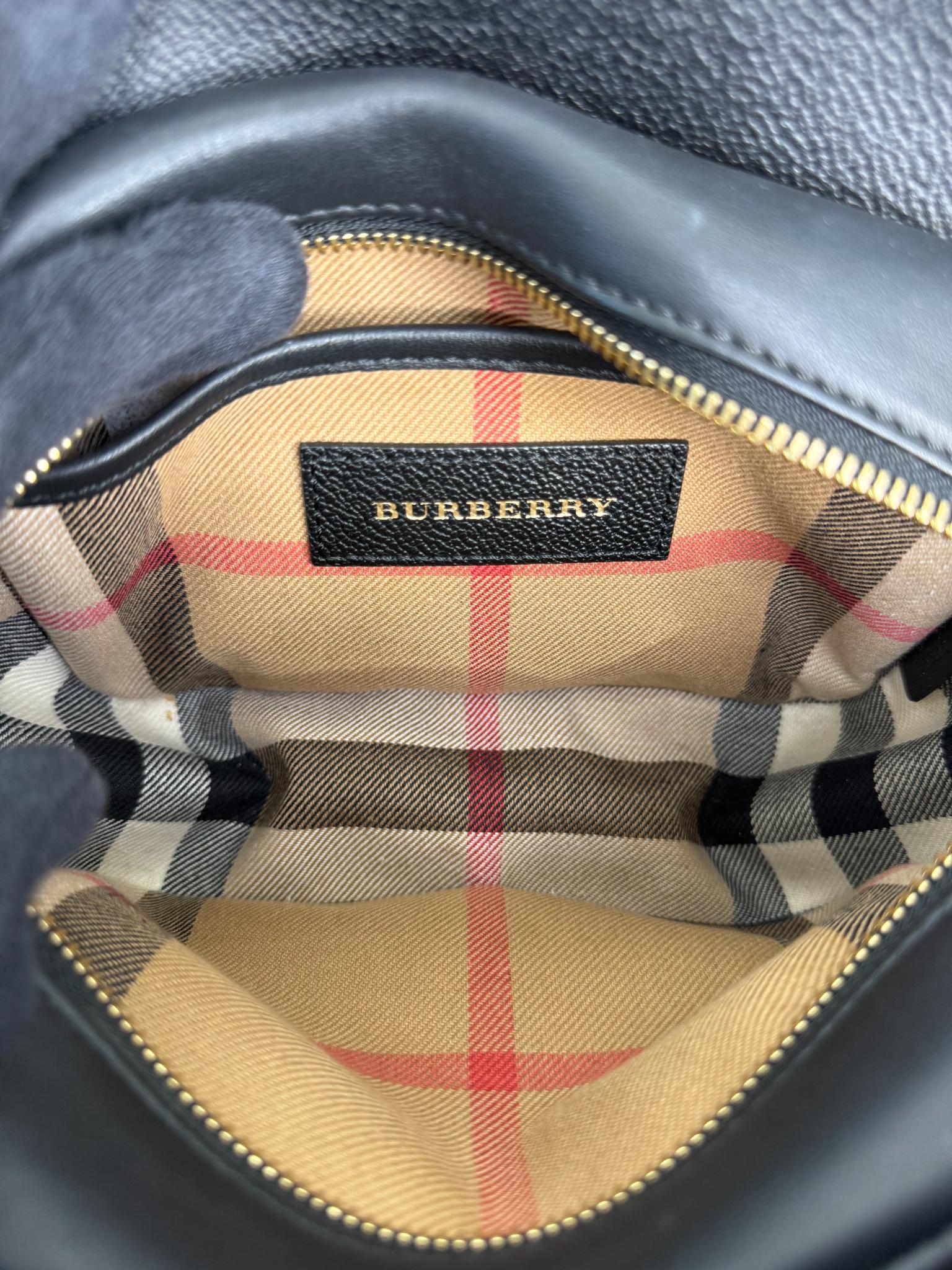 Burberry Black Grained Leather Small Buckle Crossbody Bag