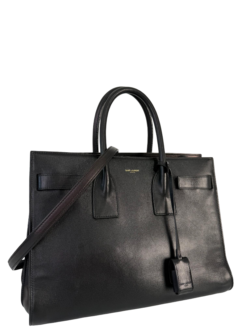 Saint Laurent Sac de Jour Large Black Smooth Leather Tote