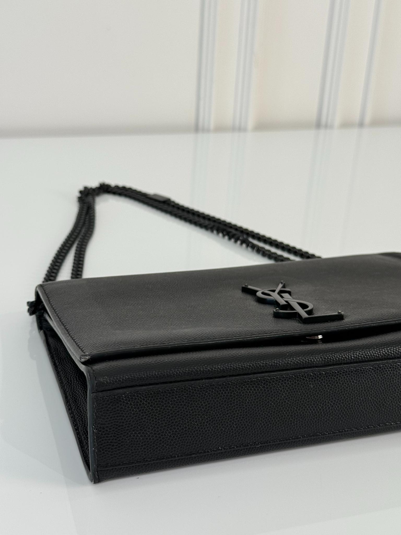 Saint Laurent Small Kate Grained Leather Crossbody Bag Black