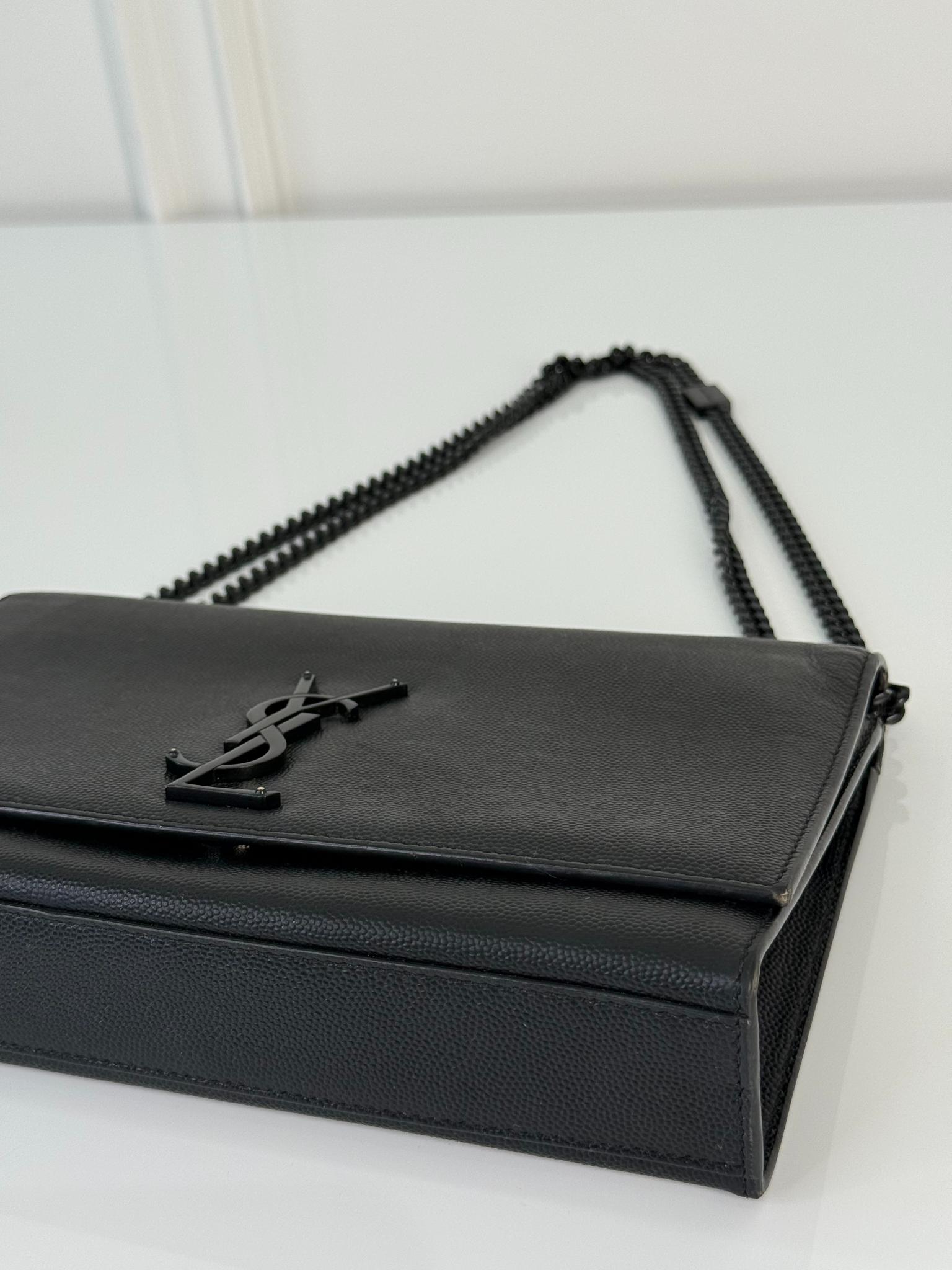 Saint Laurent Small Kate Grained Leather Crossbody Bag Black