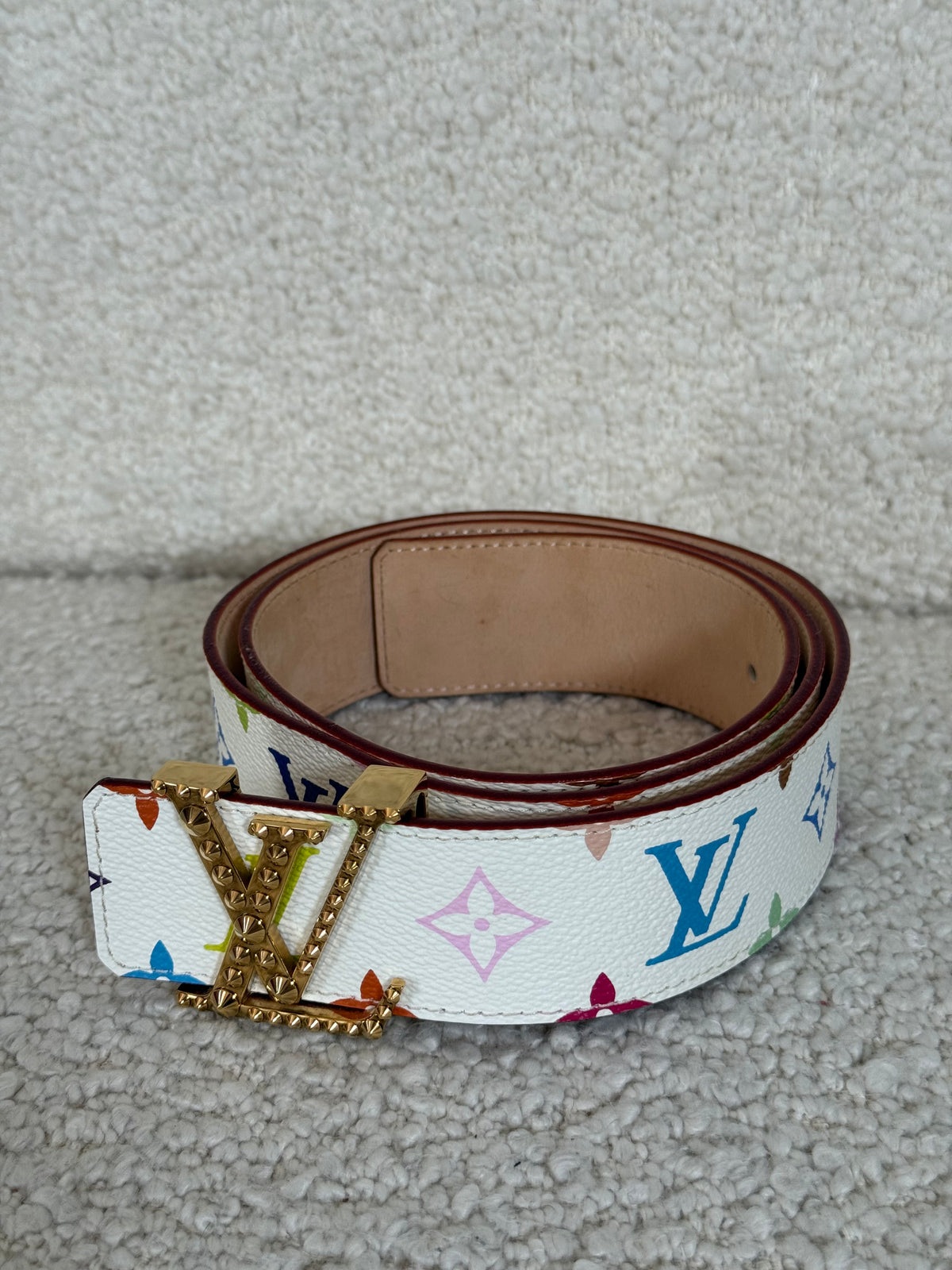 Louis Vuitton Rare Monogram Multicolor Studded LV Initiales Belt 90 36