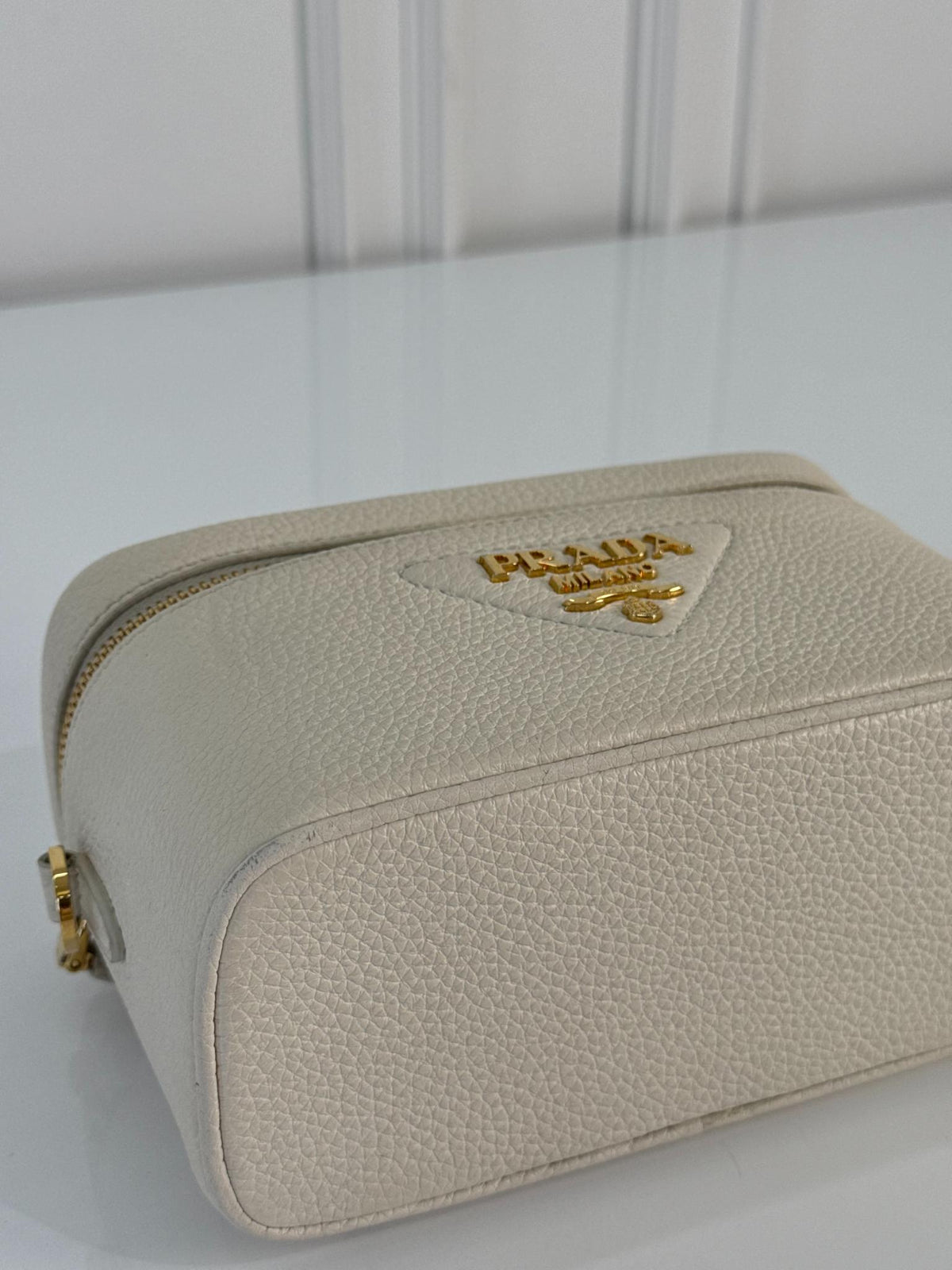 Prada Mini Vitello Daino Vanity Bag Ivory