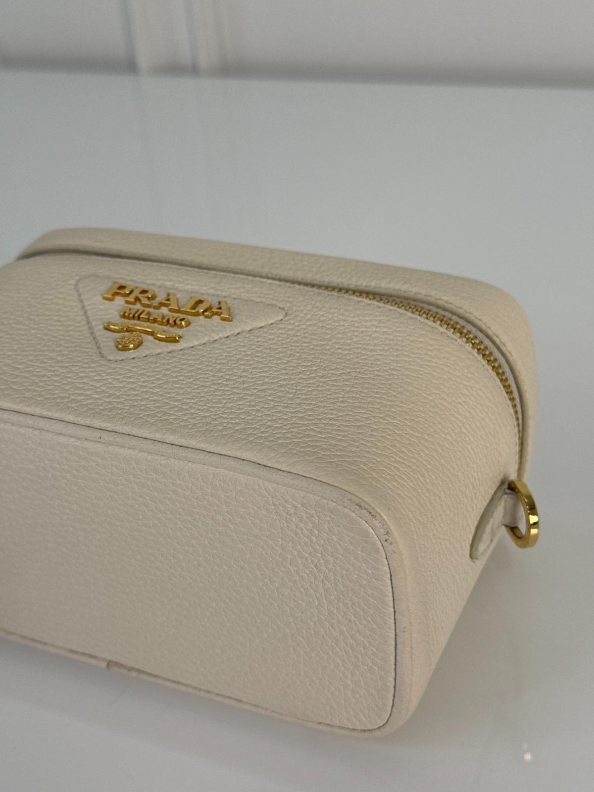 Prada Mini Vitello Daino Vanity Bag Ivory