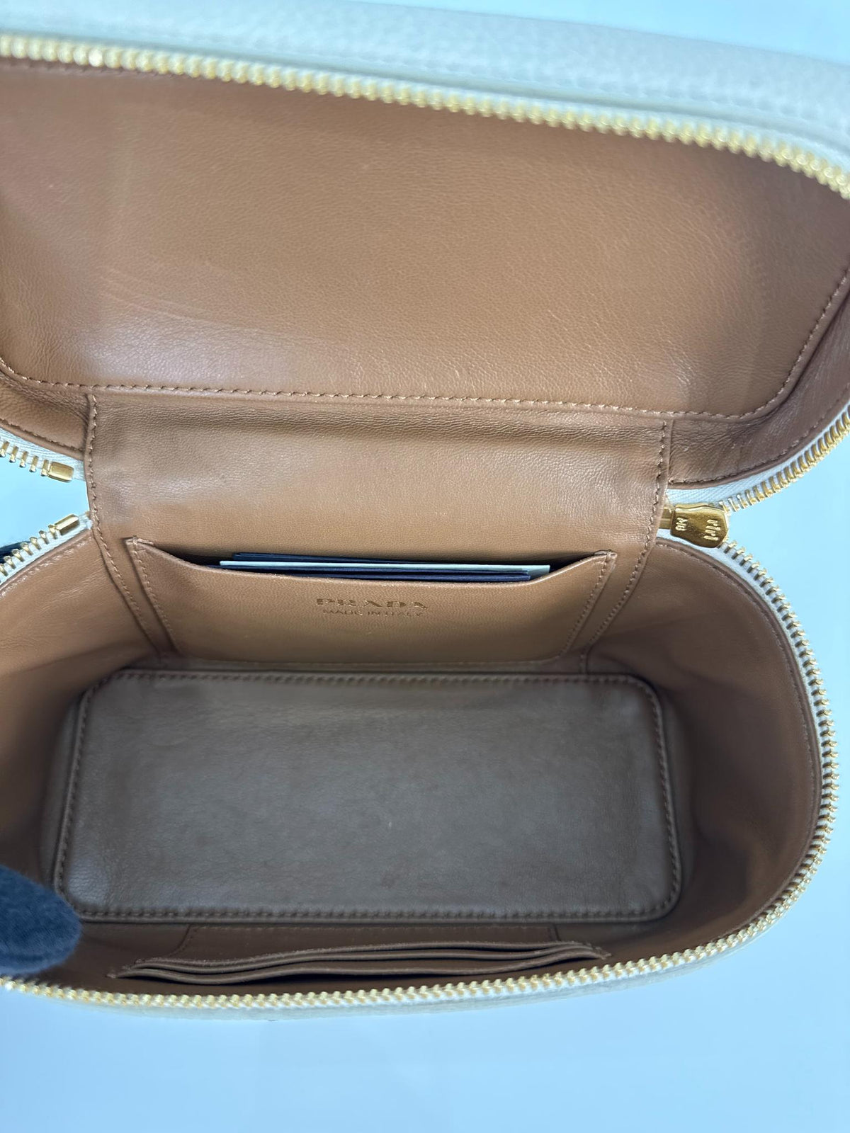 Prada Mini Vitello Daino Vanity Bag Ivory