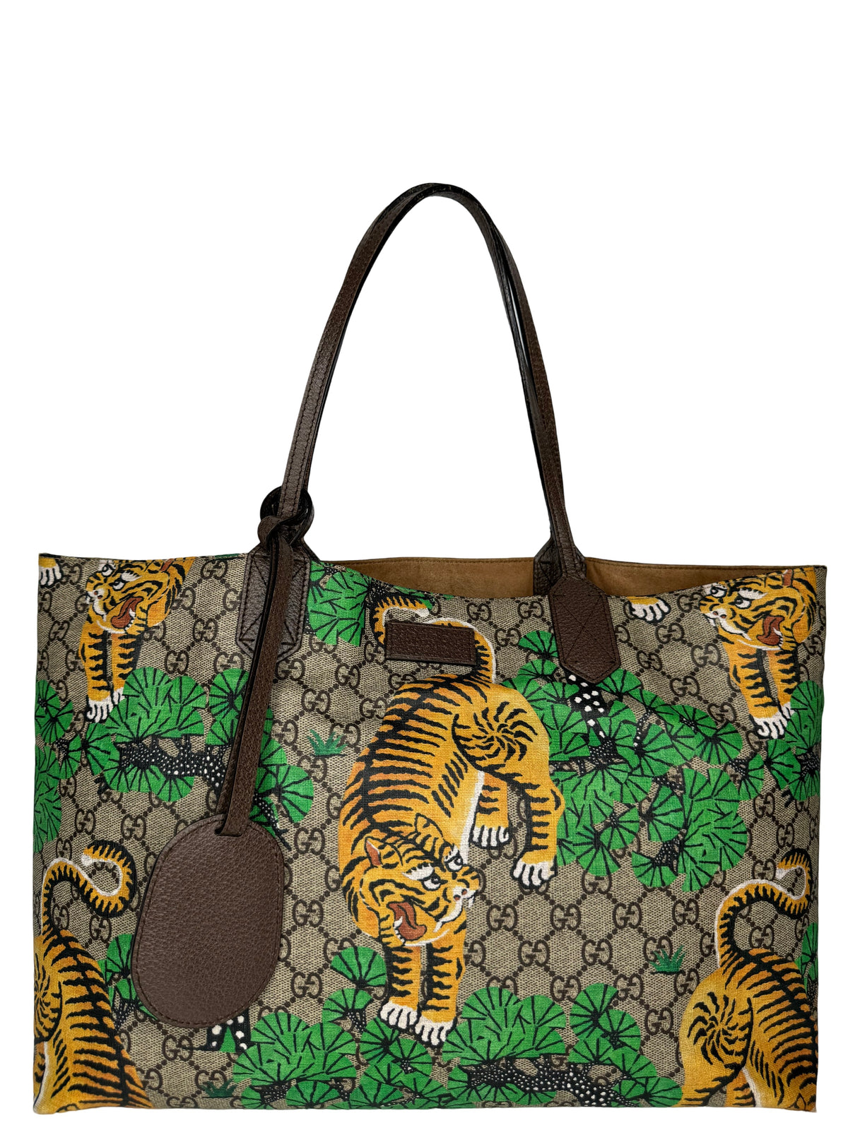 Gucci Multicolor GG Supreme Coated Canvas Leather Bengal Tiger Shopper Tote
