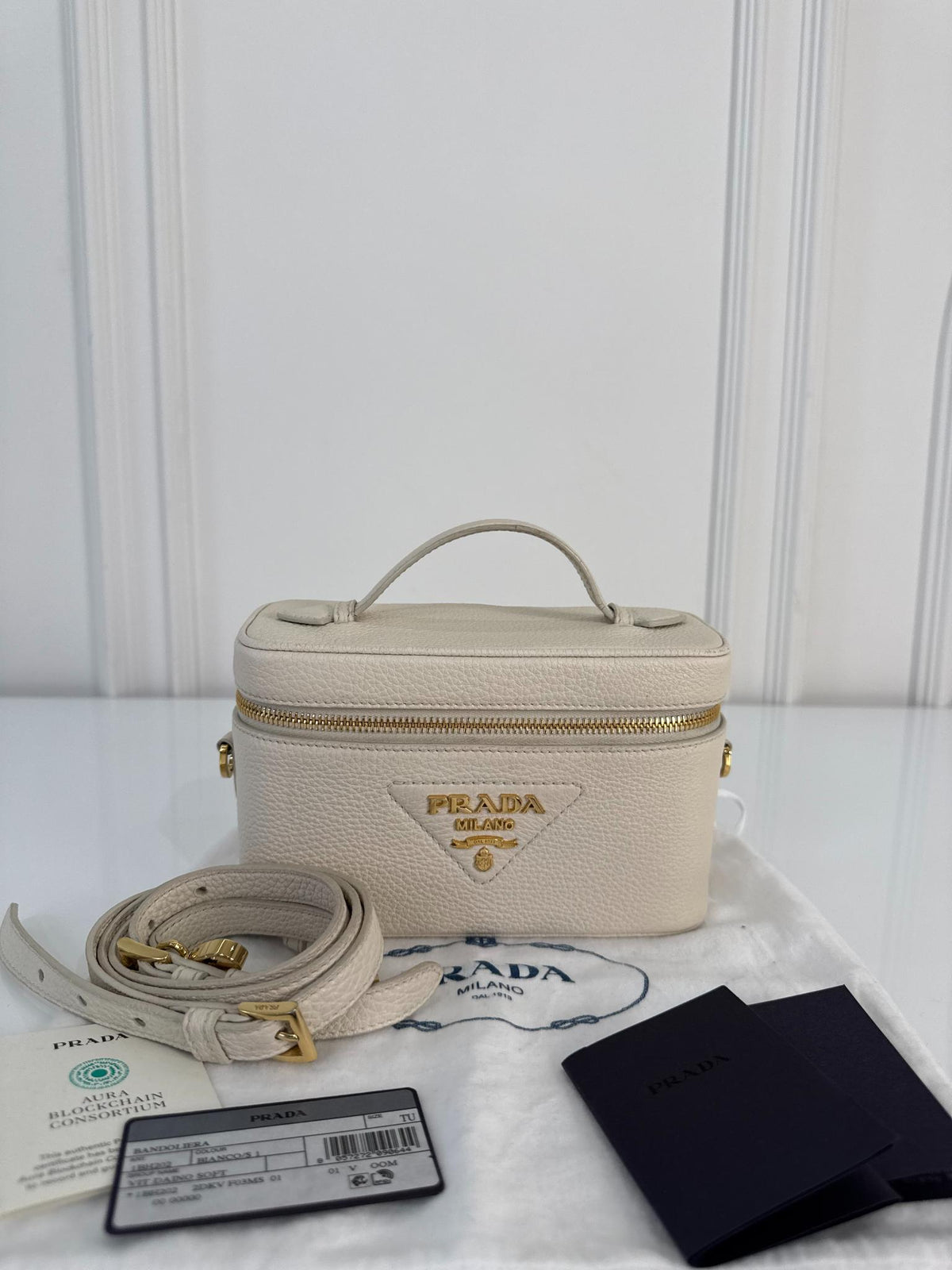 Prada Mini Vitello Daino Vanity Bag Ivory