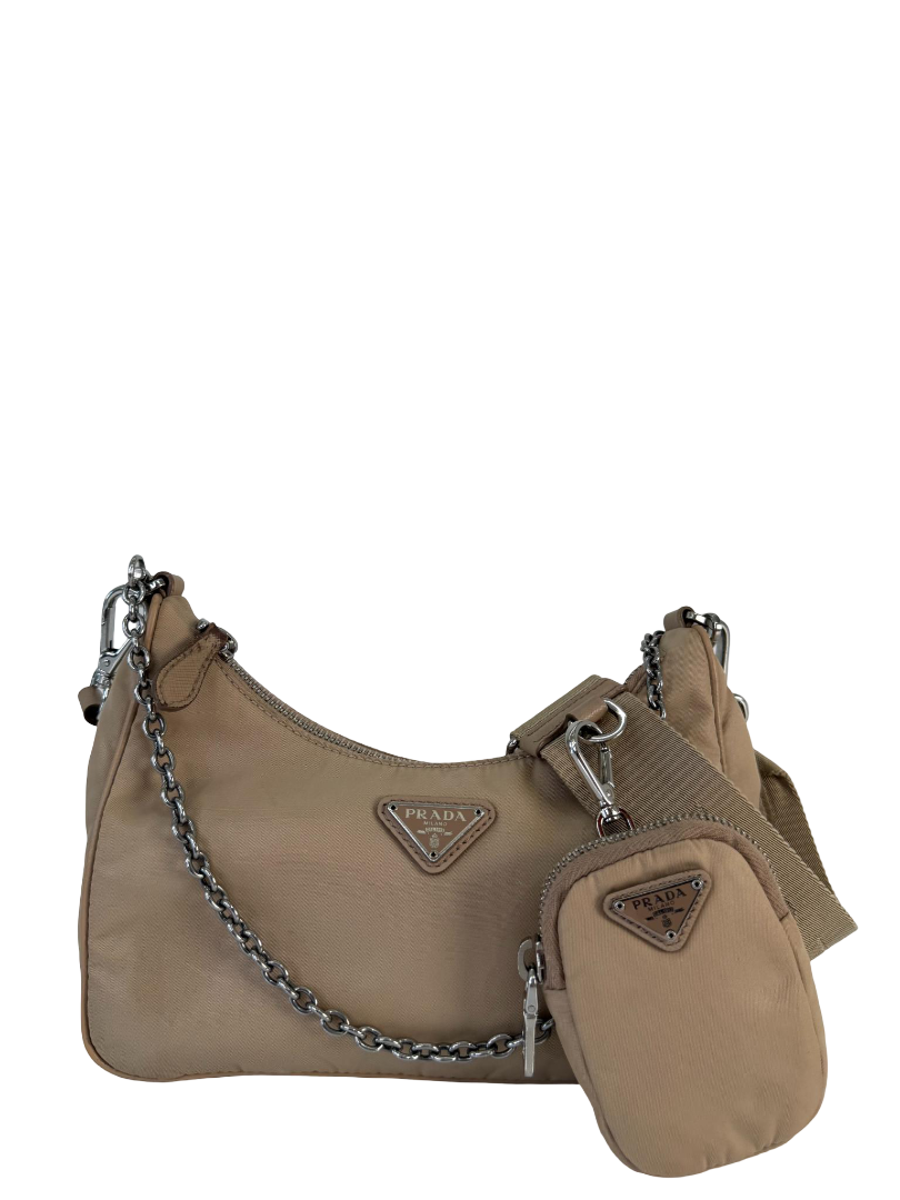 Prada Re-Edition 2005 Re-Nylon Beige Crossbody Bag