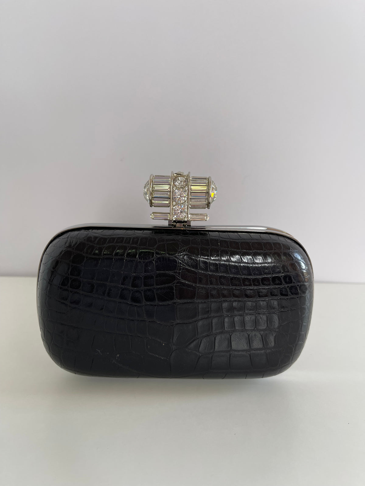 Yves Saint Laurent Crocodile Embossed Minaudiere Clutch