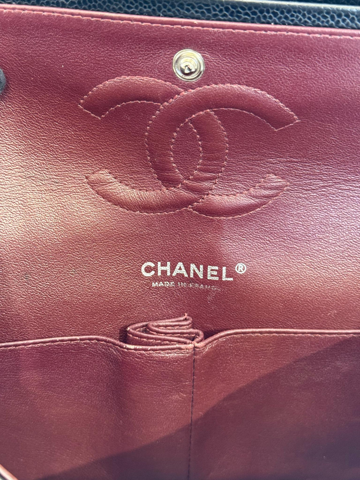 Chanel Classic Medium Double Flap Bag Black Caviar Silver Hardware