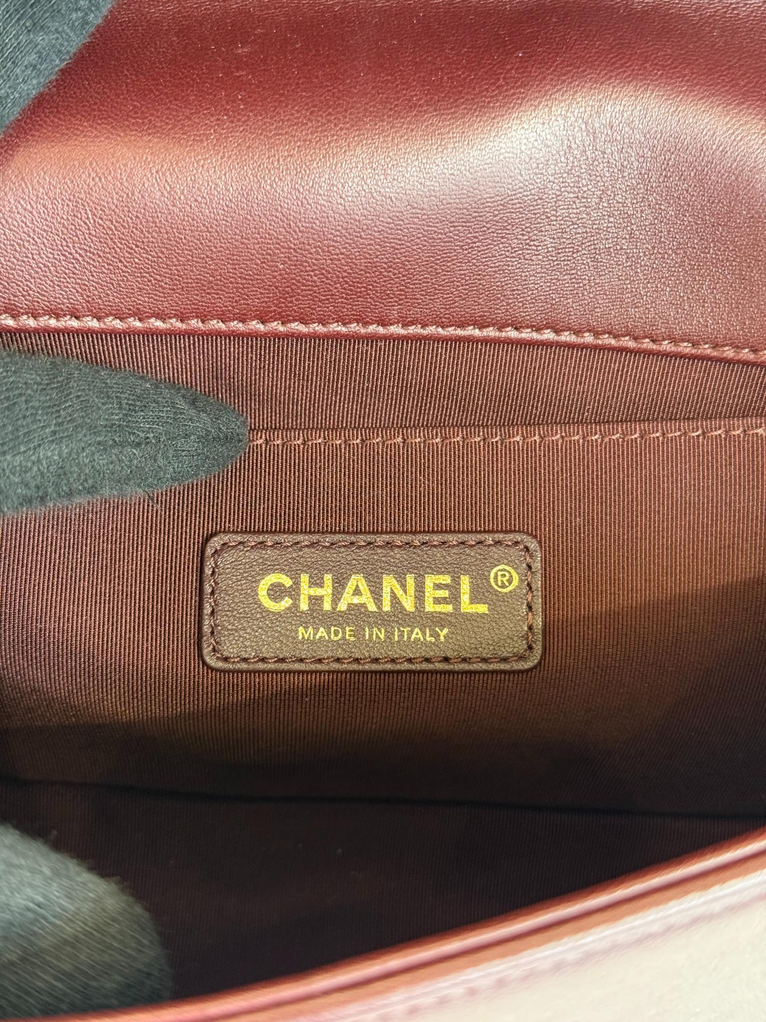 Chanel Small Boy Flap Burgundy Velvet Chevron Quilted Bag