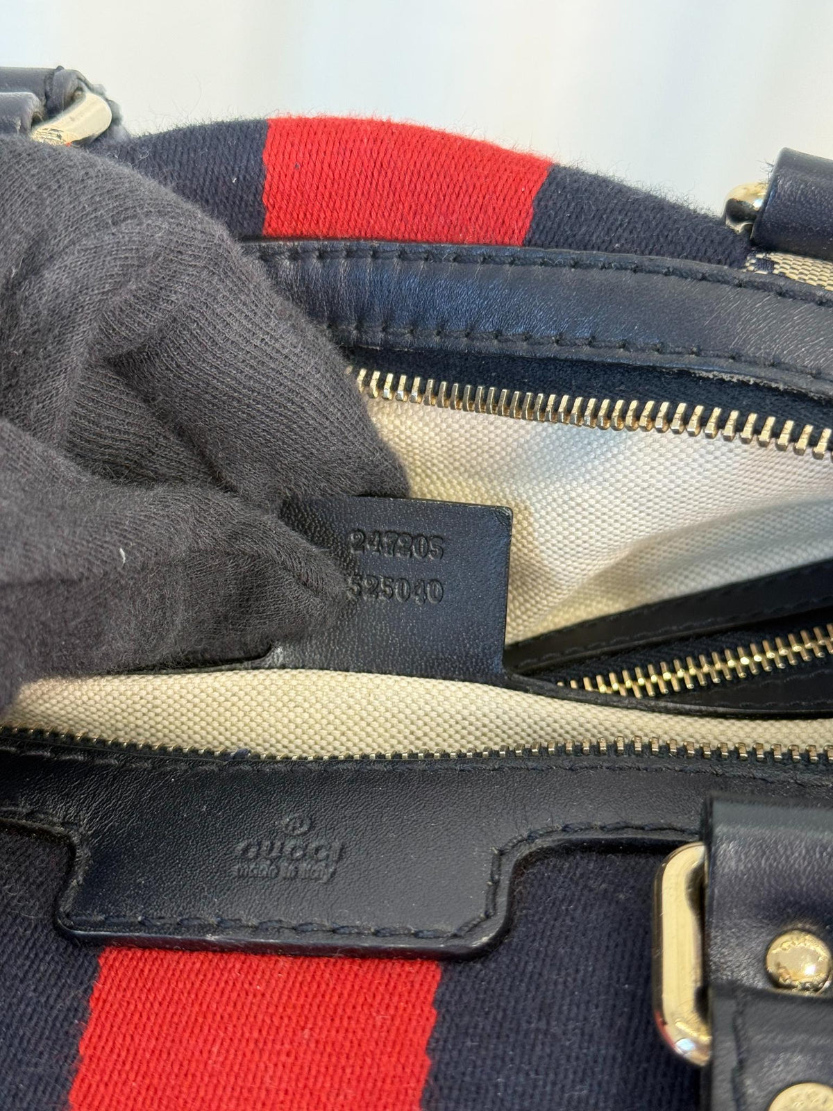 Gucci Blue GG Canvas Vintage Web Medium Boston Bag