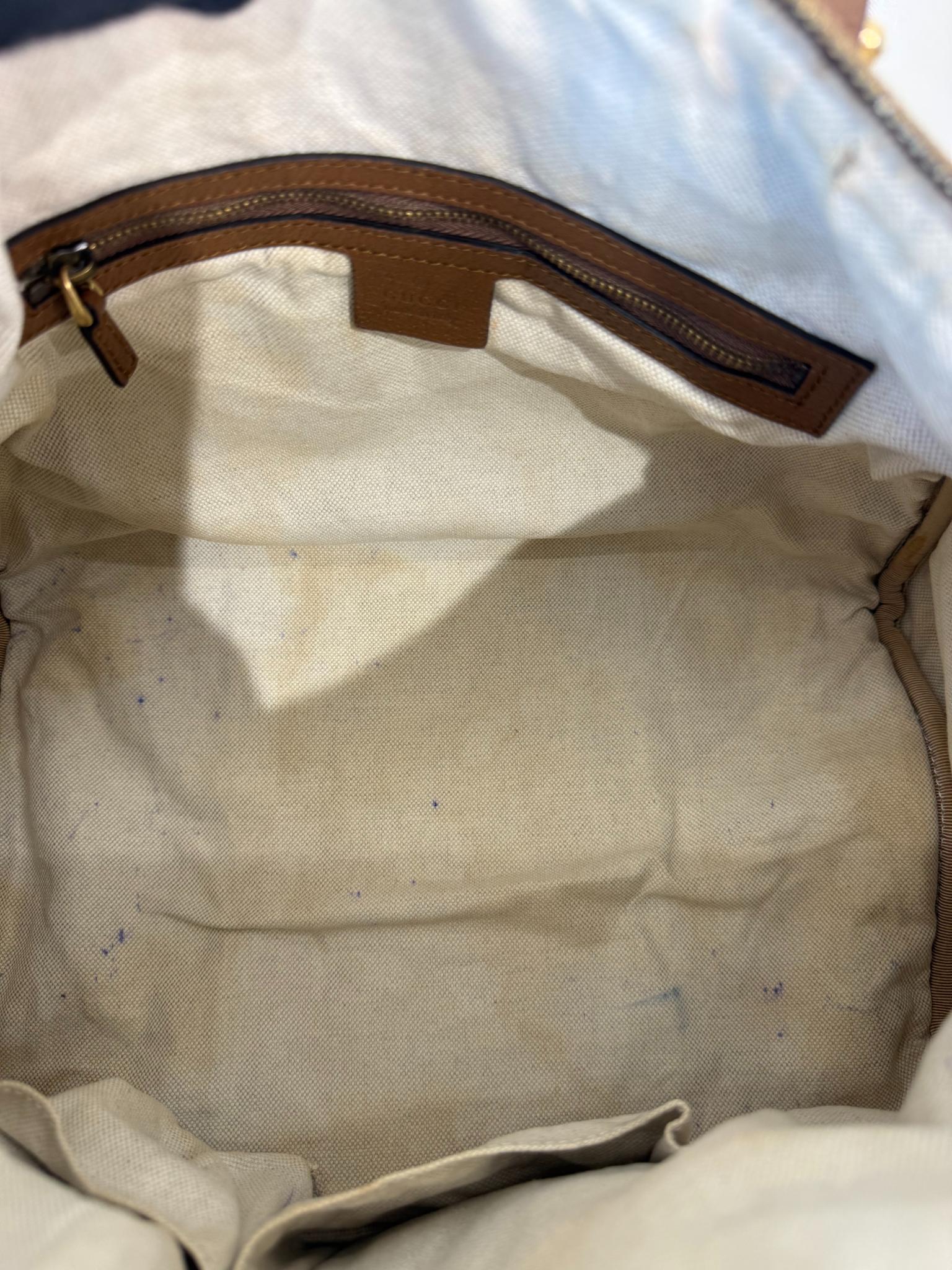 Gucci Brown/Tan Canvas Medium Vintage Web Boston Bag