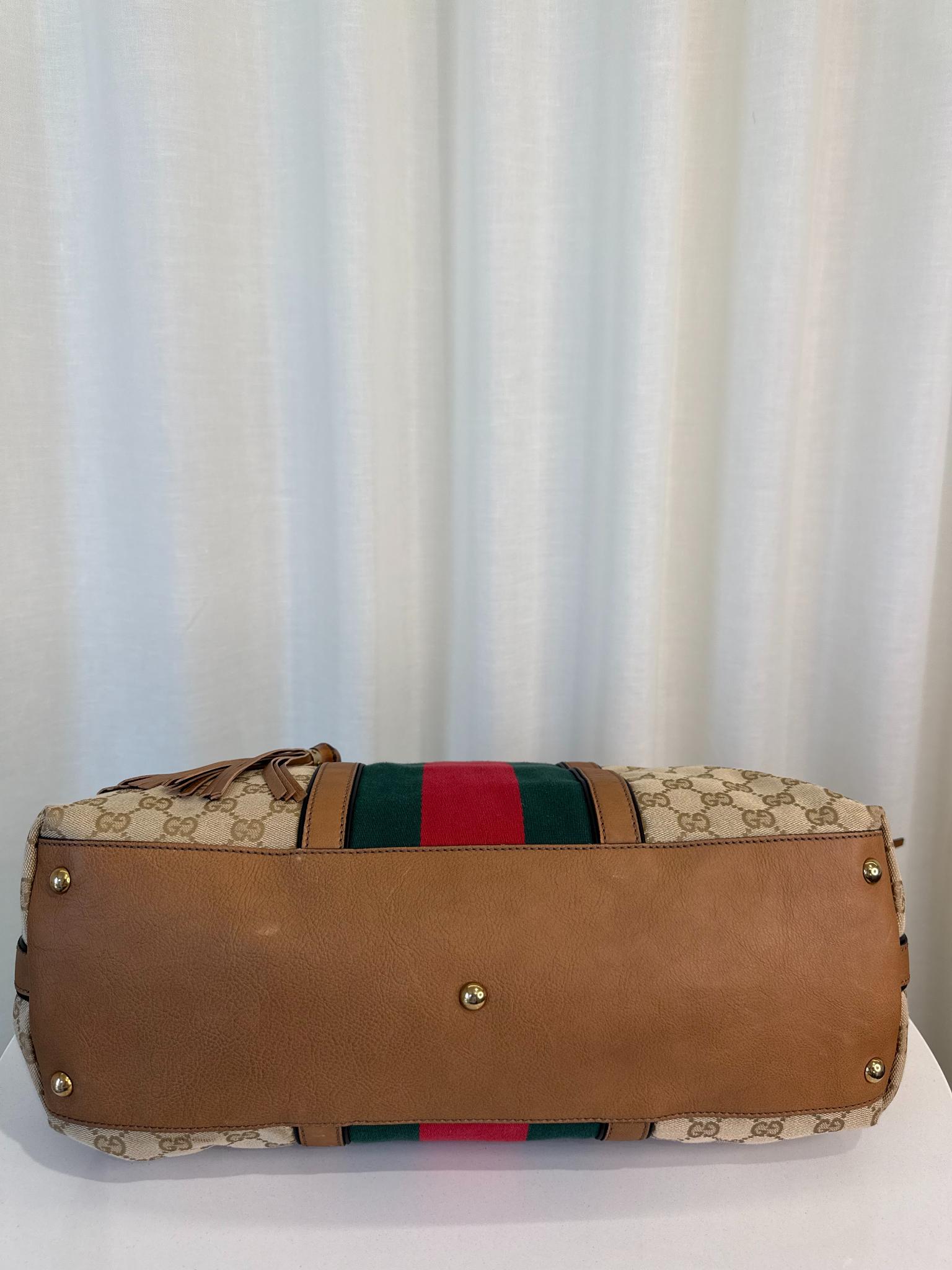 Gucci Beige GG Canvas Vintage Web Rania Top Handle Bag