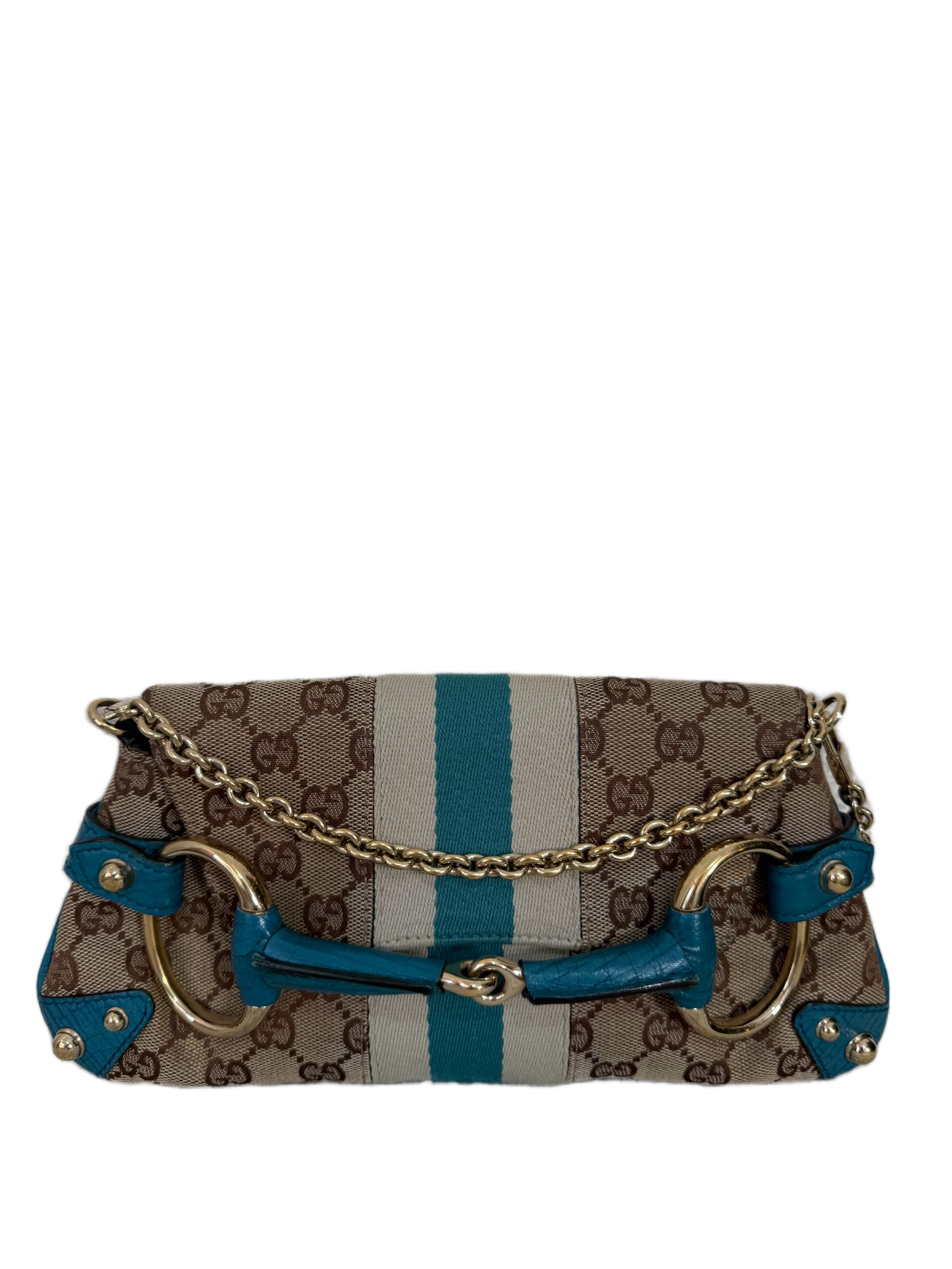 Gucci Horsebit Tom Ford Beige/Blue Canvas/Leather Pochette