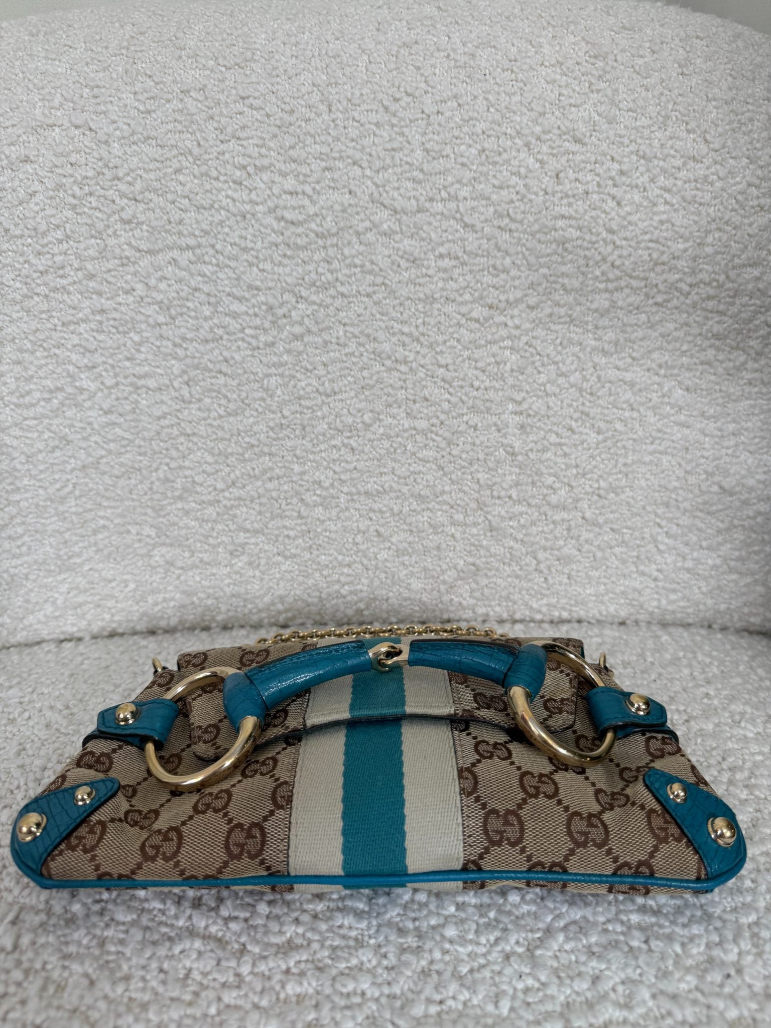Gucci Horsebit Tom Ford Beige/Blue Canvas/Leather Pochette