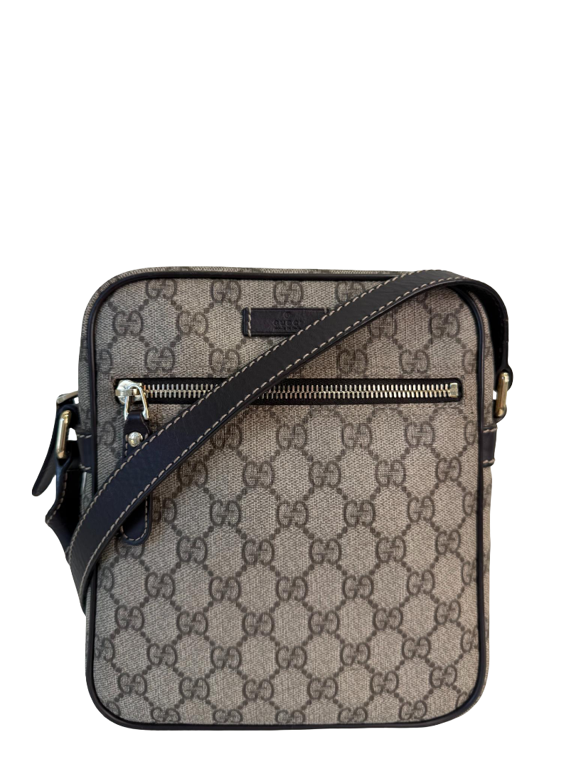 Gucci Men’s Beige/Ebony GG Coated Canvas Flat Crossbody Bag