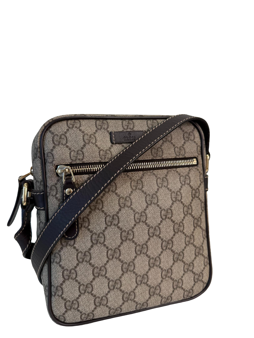 Gucci Men’s Beige/Ebony GG Coated Canvas Flat Crossbody Bag