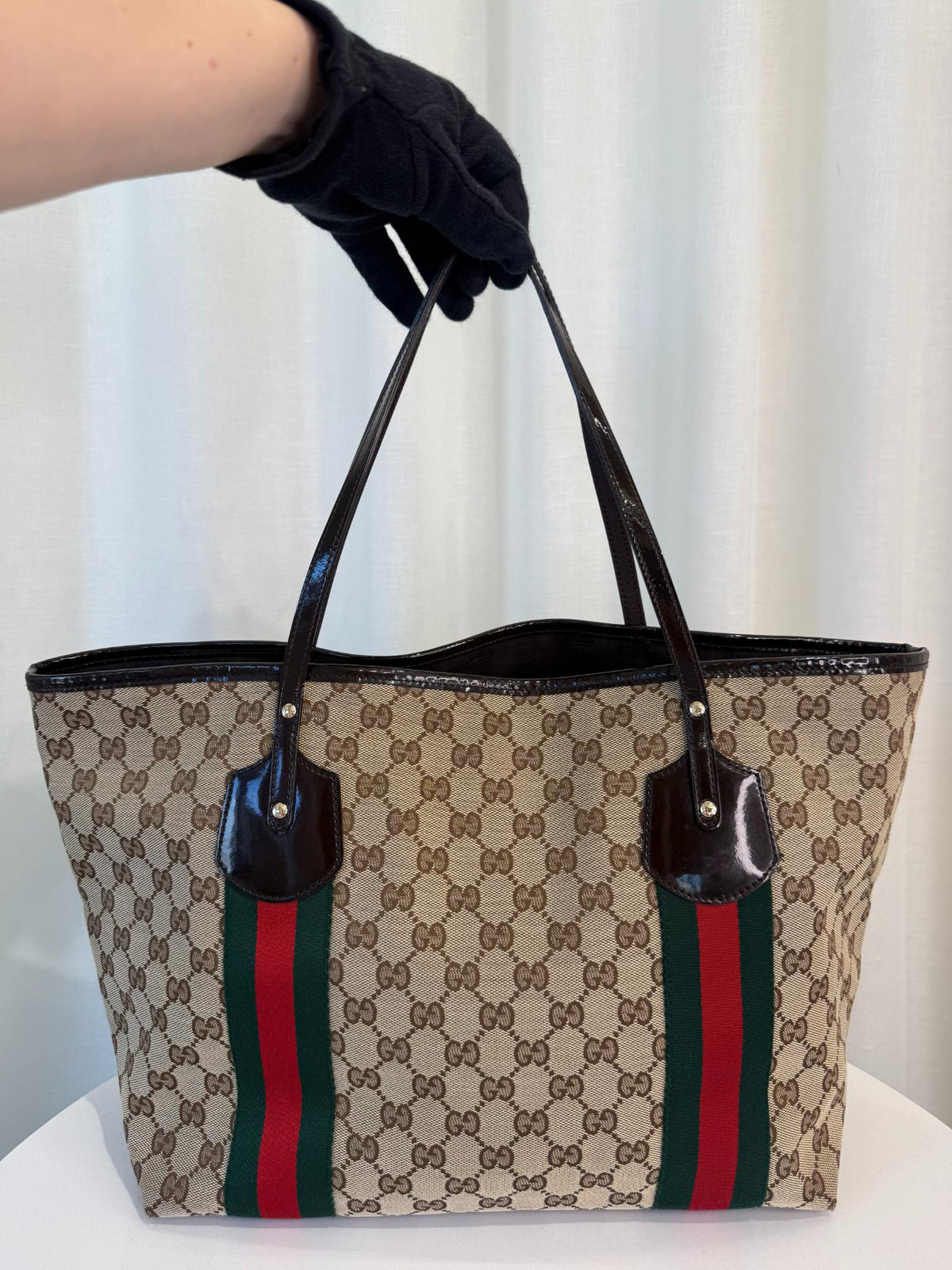 Gucci Beige/Ebony GG Canvas Jolie Tote Bag