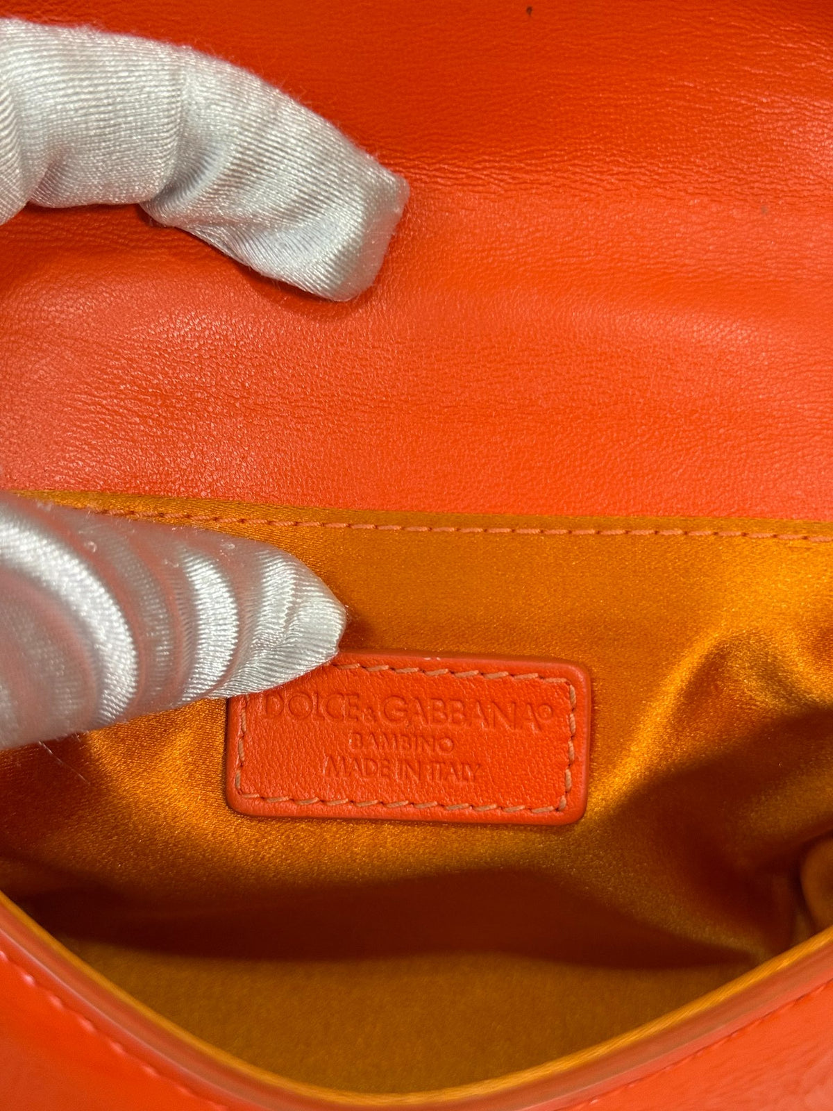 Dolce Gabbana Orange Patent Leather Bambino Miss Sicily Top Handle Bag