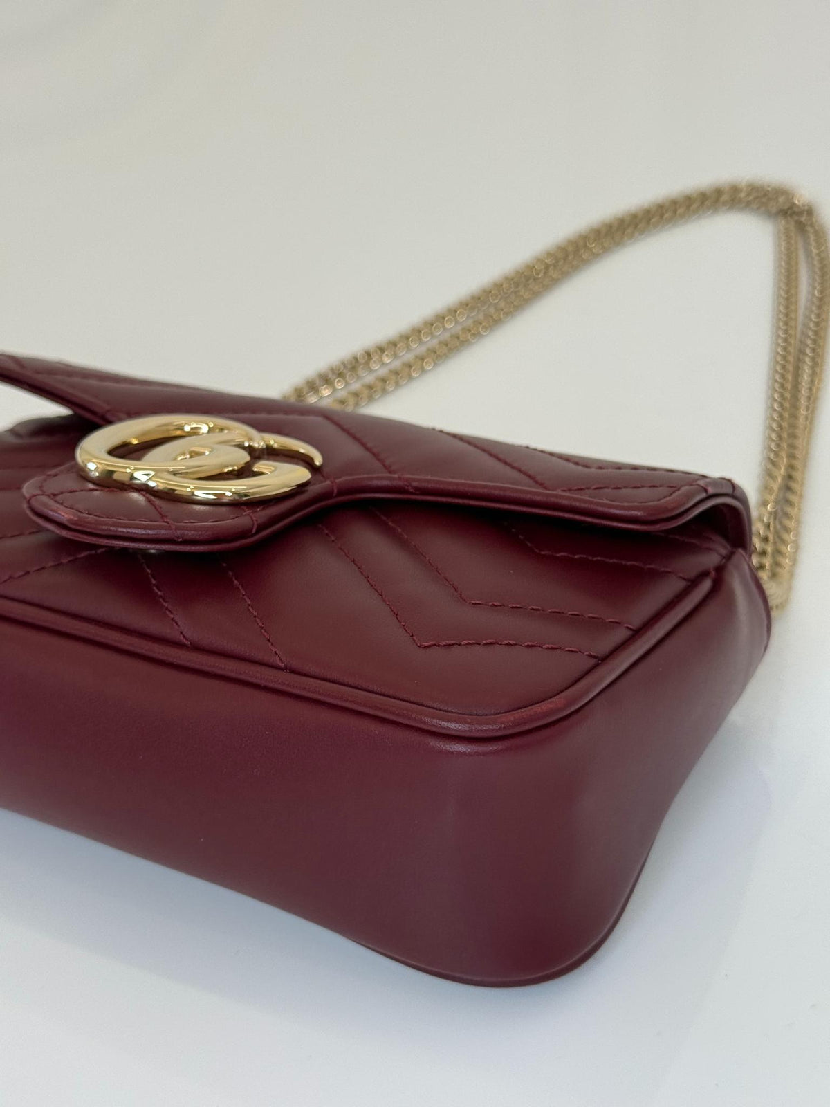 Gucci GG Marmont Rosso Ancora Leather Mini Shoulder Bag